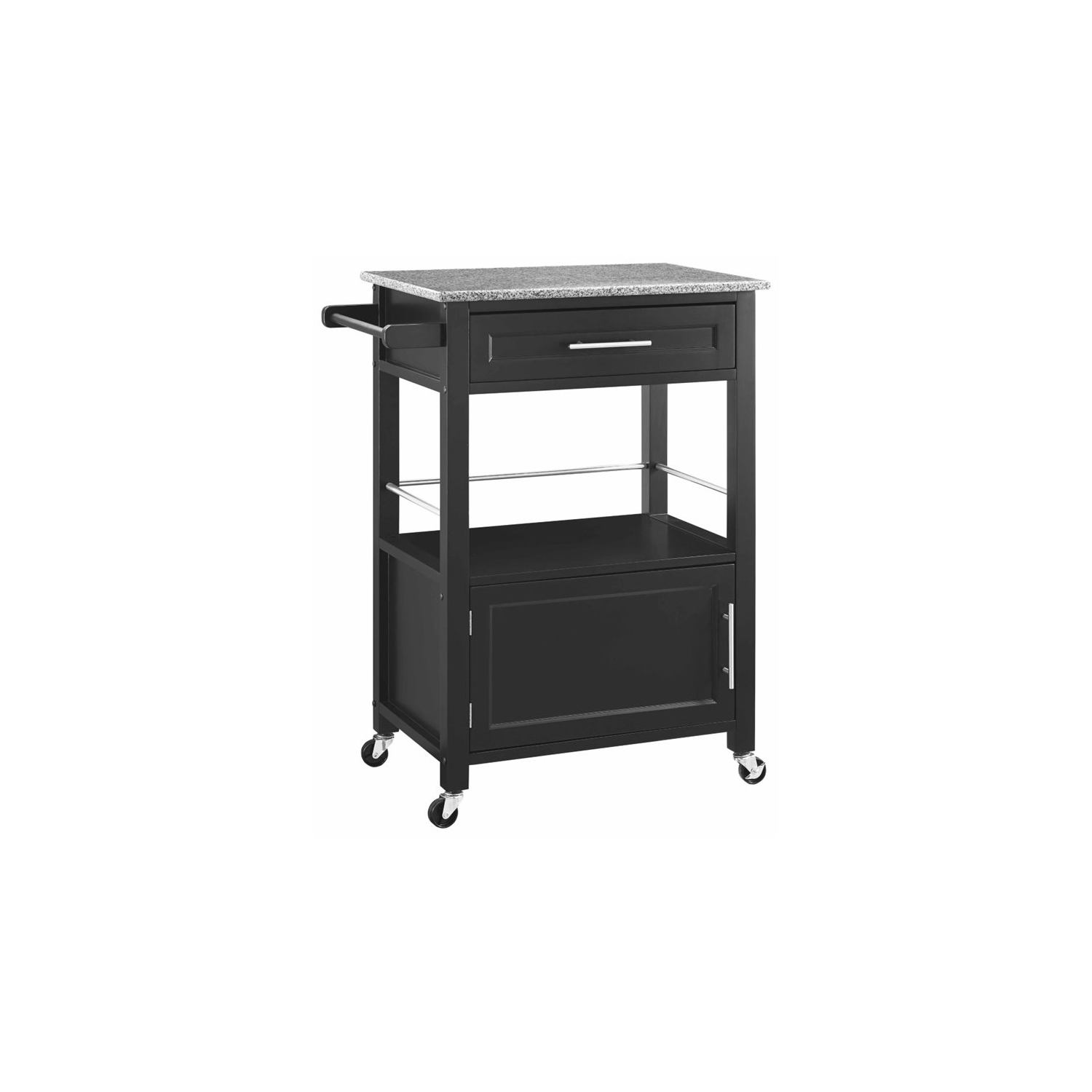 Riverbay Furniture Granite Top Kitchen Cart in Black