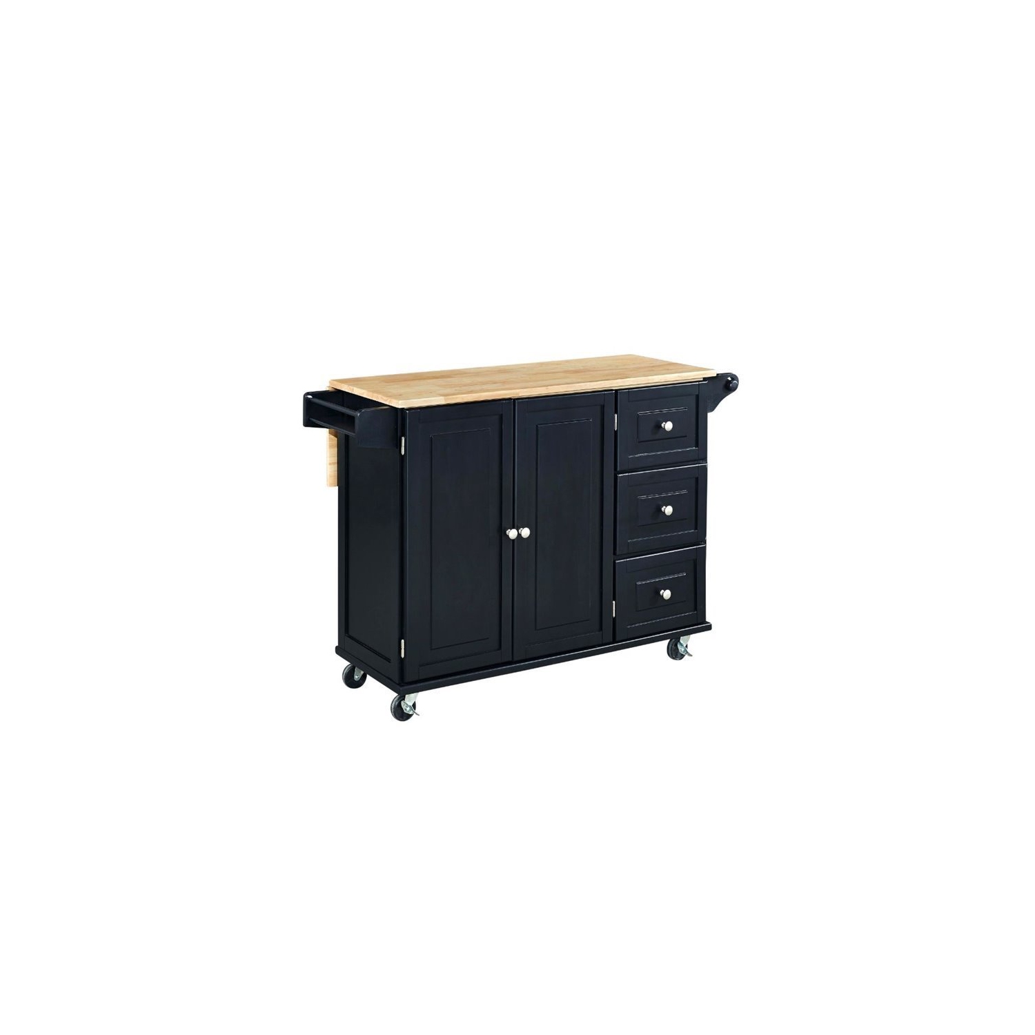 Hawthorne Collections Wood Top Kitchen Cart in Black