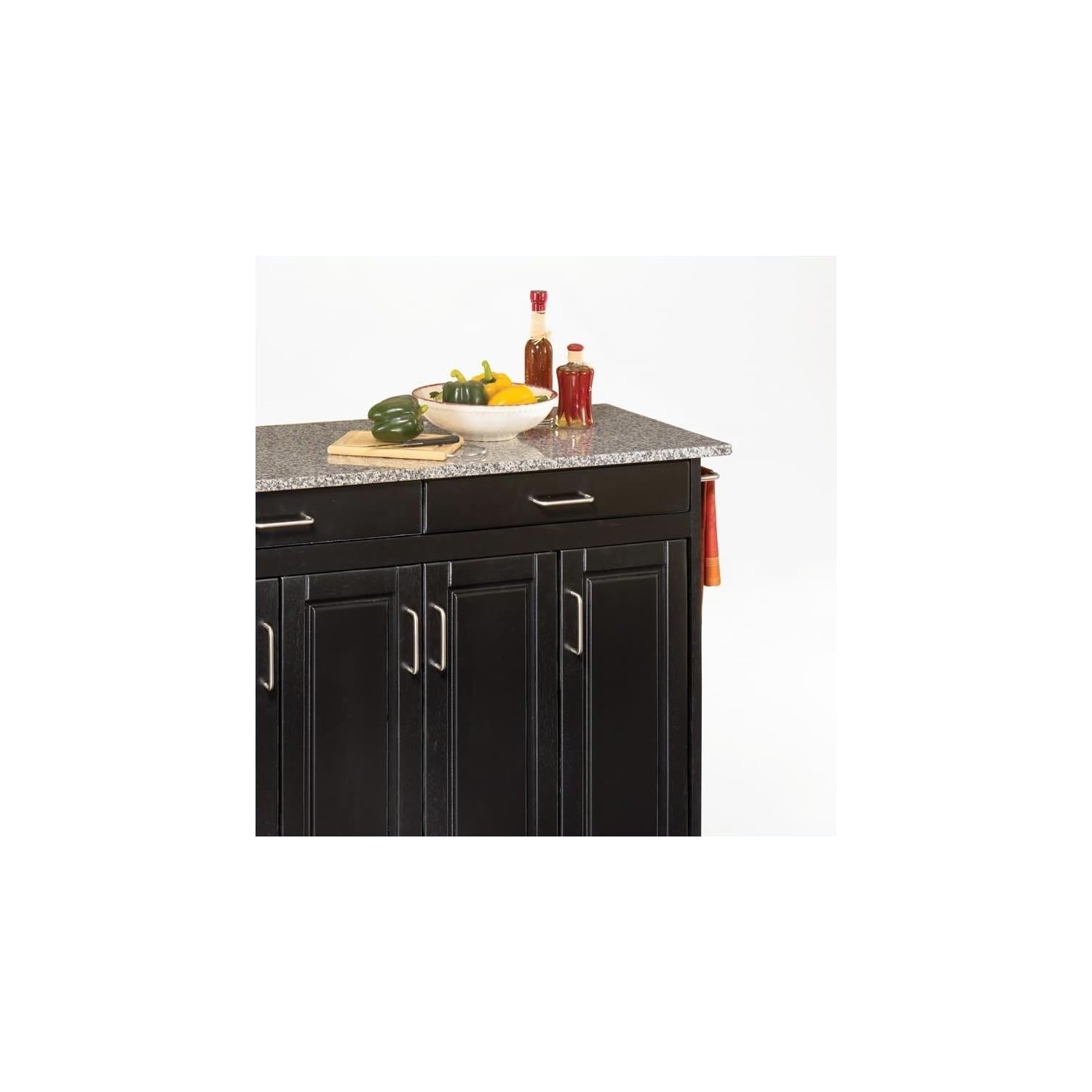 Hawthorne Collections 49" Granite Top Kitchen Cart in Black