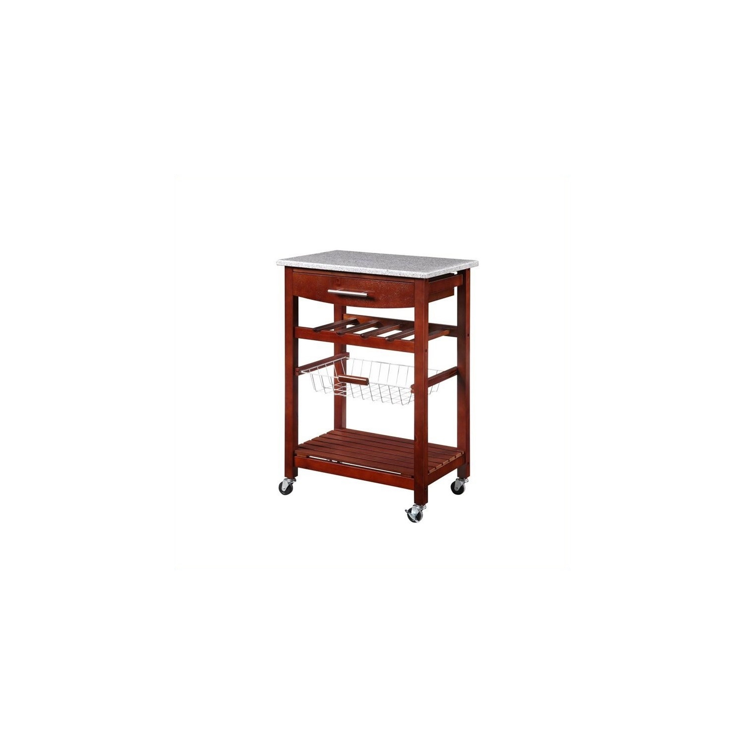 Riverbay Furniture Granite Top Kitchen Cart in Wenge