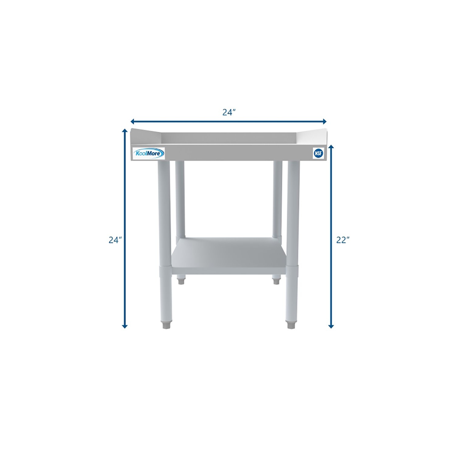 Koolmore 30x24 Heavy Duty 16-Gauge Stainless Steel Equipment Stand in Silver