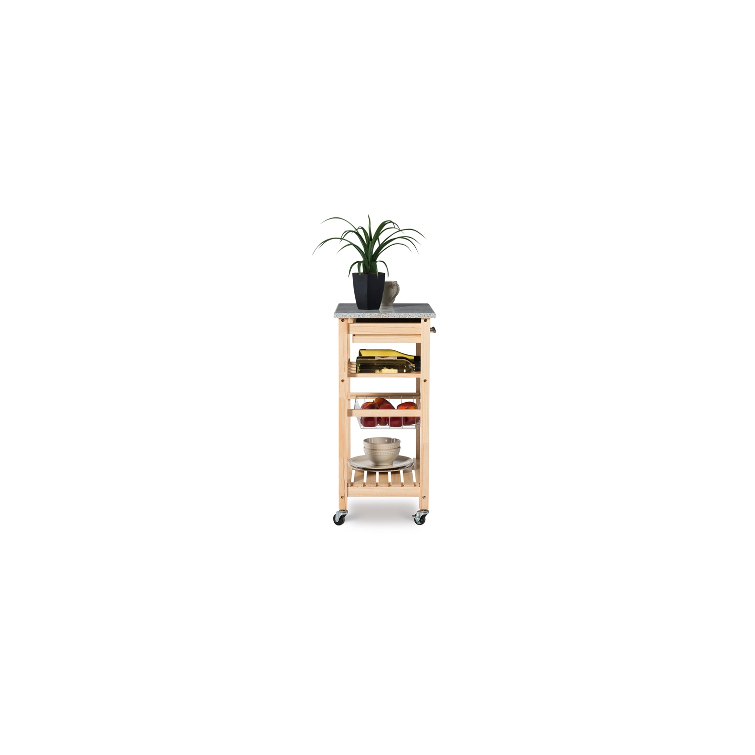 Chariot de cuisine Granit Top de Riverbay Furniture au fini naturel