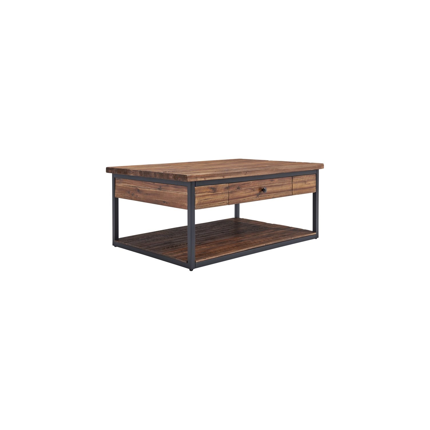 Alaterre Claremont 48"L Rustic Brown Wood Coffee Table with Drawer and Low Shelf