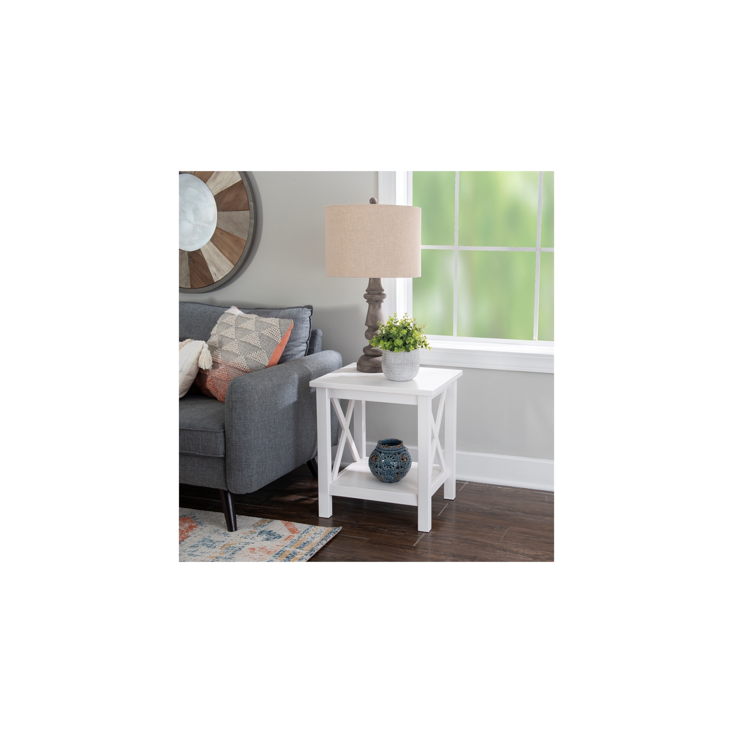 Riverbay Furniture Wood End Table in Antique White