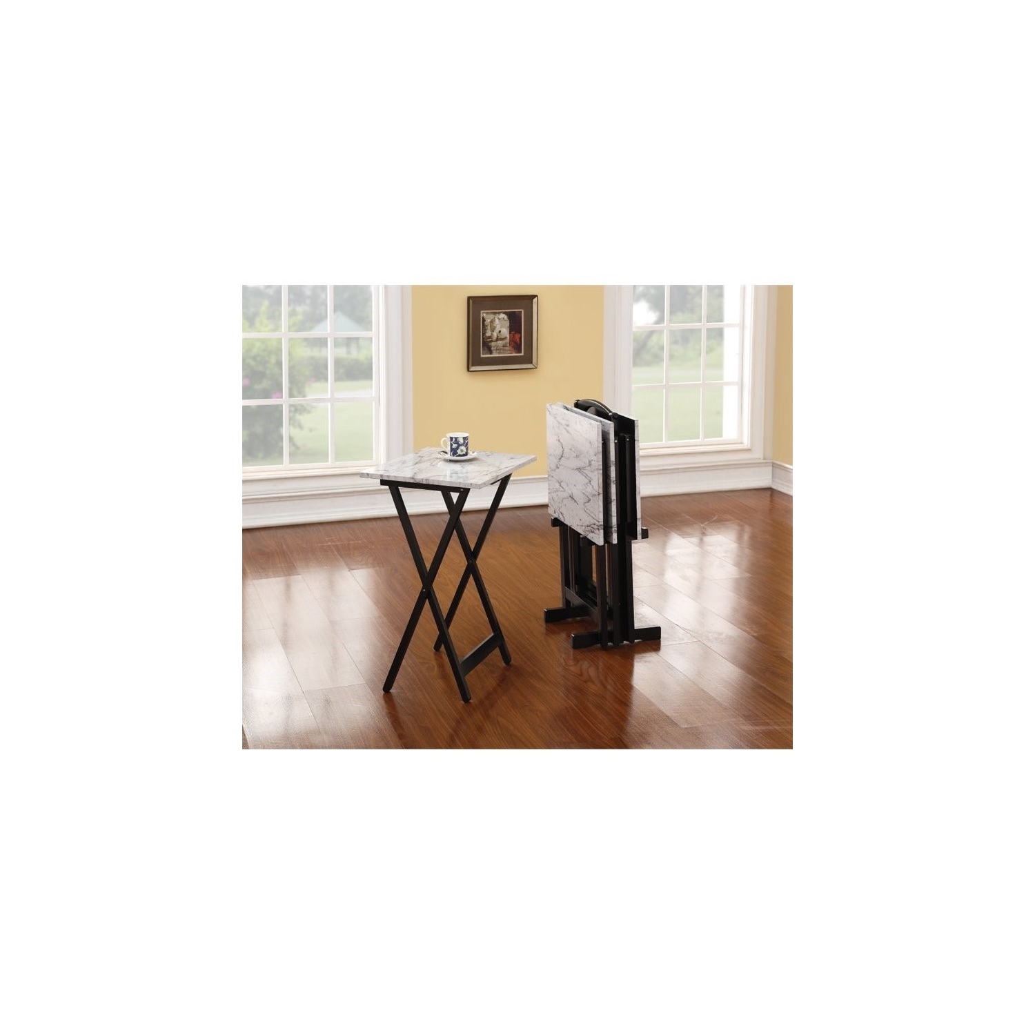 Ensemble de 5 tables-plateaux Riverbay Furniture en blanc et noir