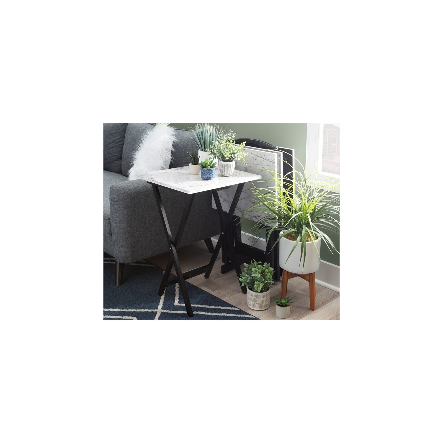 Ensemble de 5 tables-plateaux Riverbay Furniture en blanc et noir