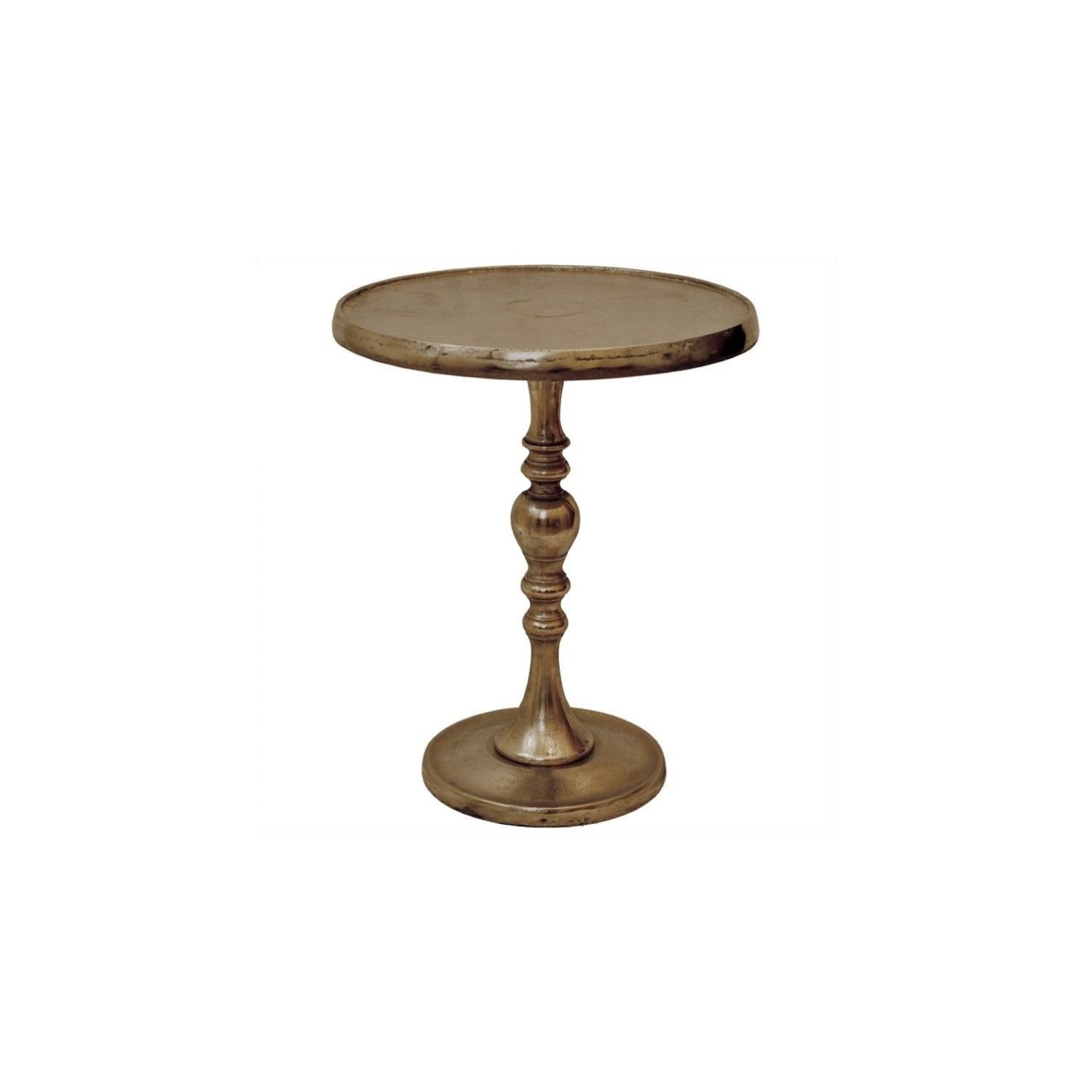 Maklaine Decorative Round Table in Raw Nickel Finish