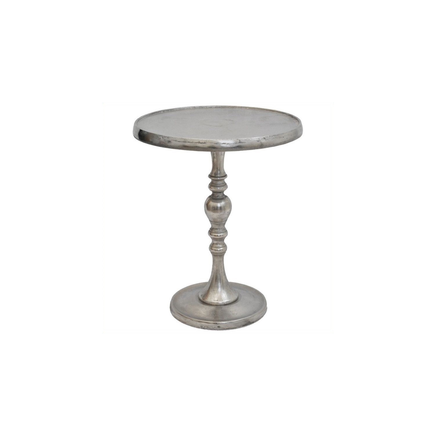 Maklaine Decorative Round Table in Antiques Chrome Finish