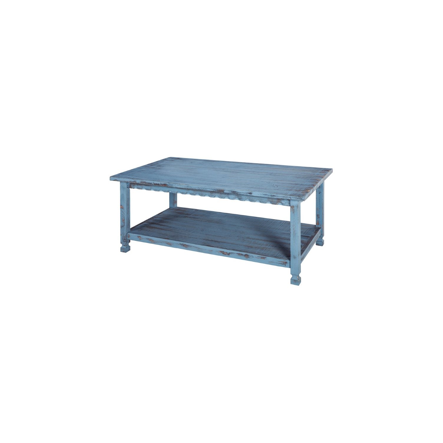Alaterre Furniture Country Cottage 42"L Wood Coffee Table in Blue Antique