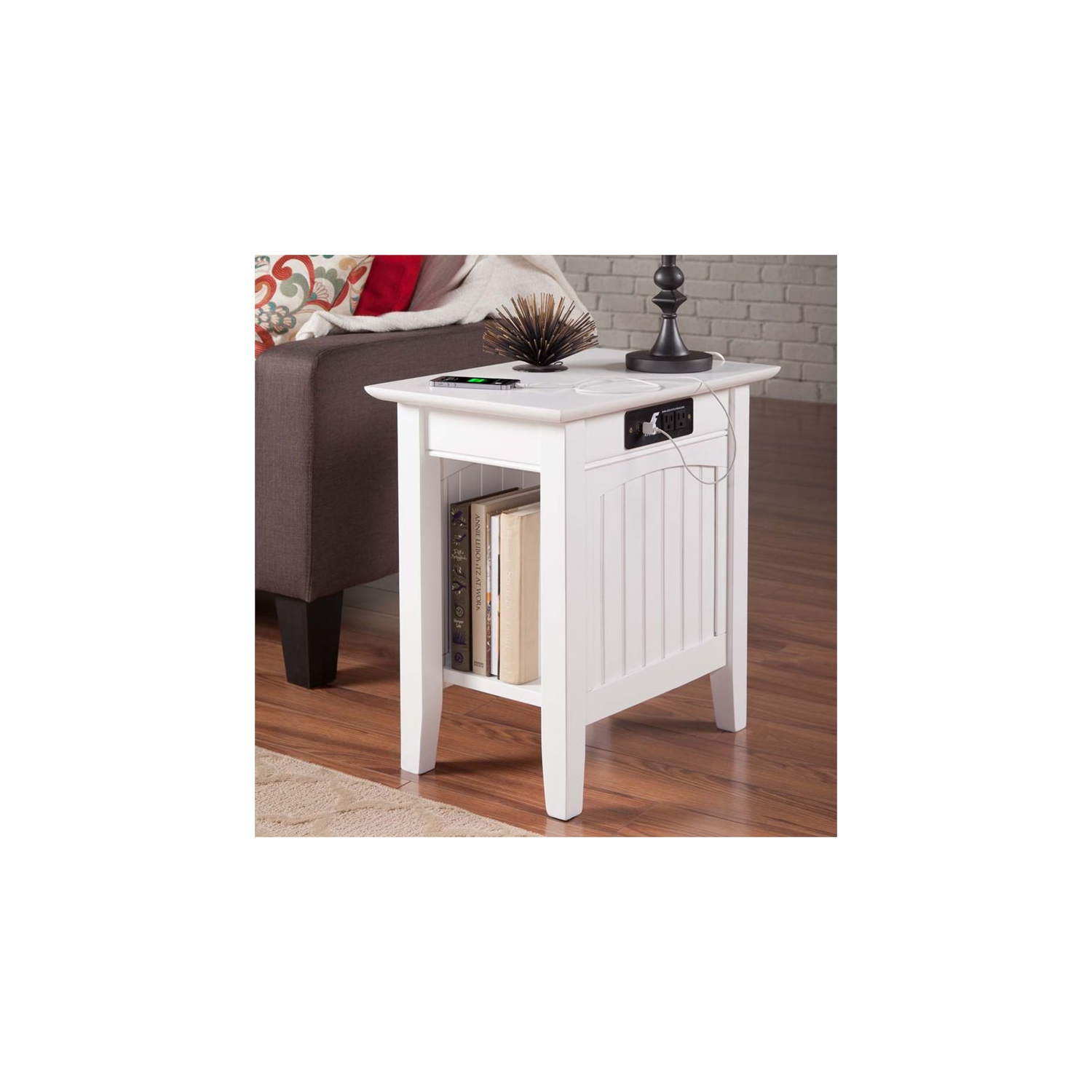Leo & Lacey Charger Chair Side Table in White