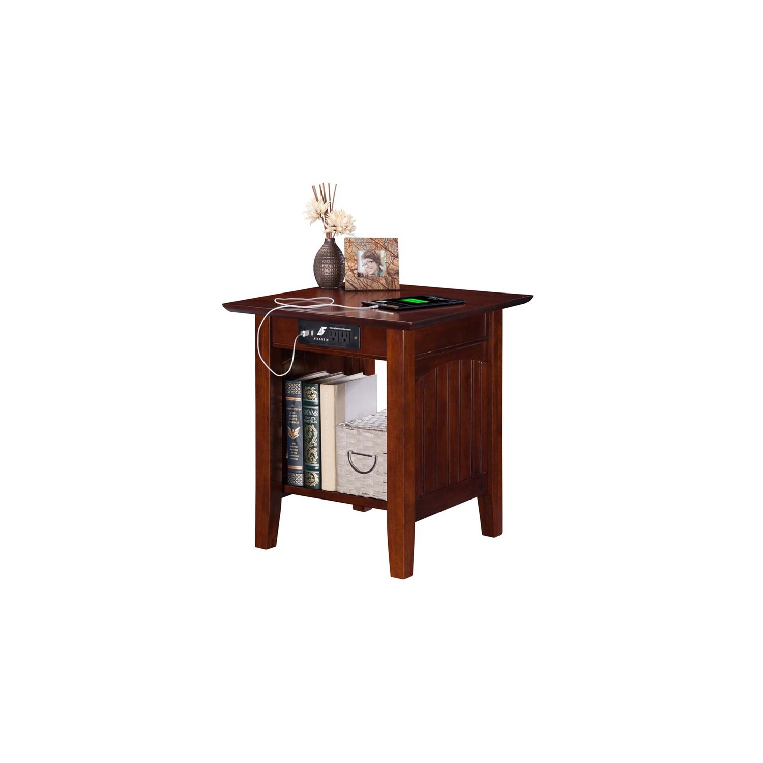 Leo & Lacey Charger End Table in Walnut