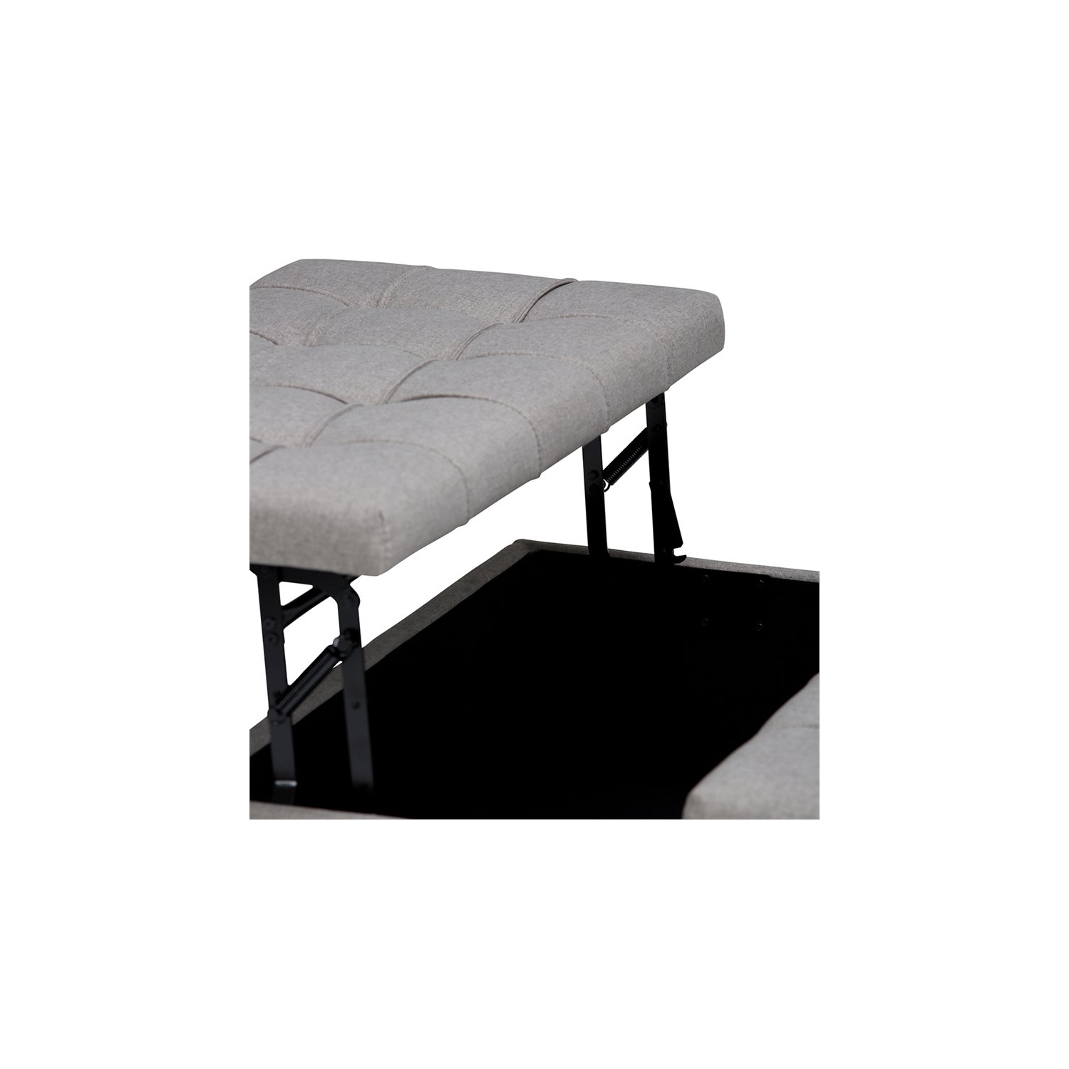 Natural Greige Storage Coffee Table Ottoman in Dove Gray