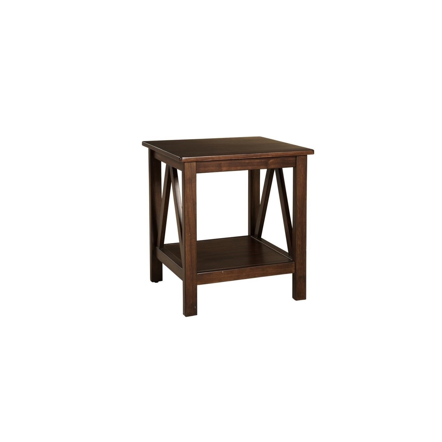 Riverbay Furniture End Table in Antique Tobacco