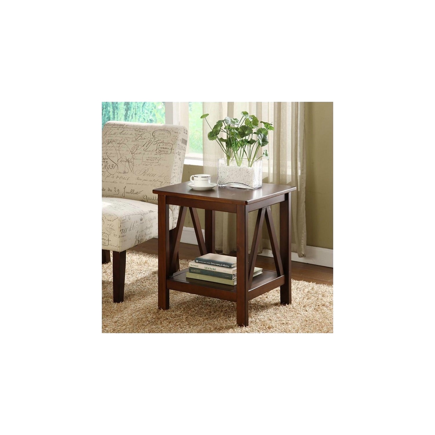 Riverbay Furniture End Table in Antique Tobacco