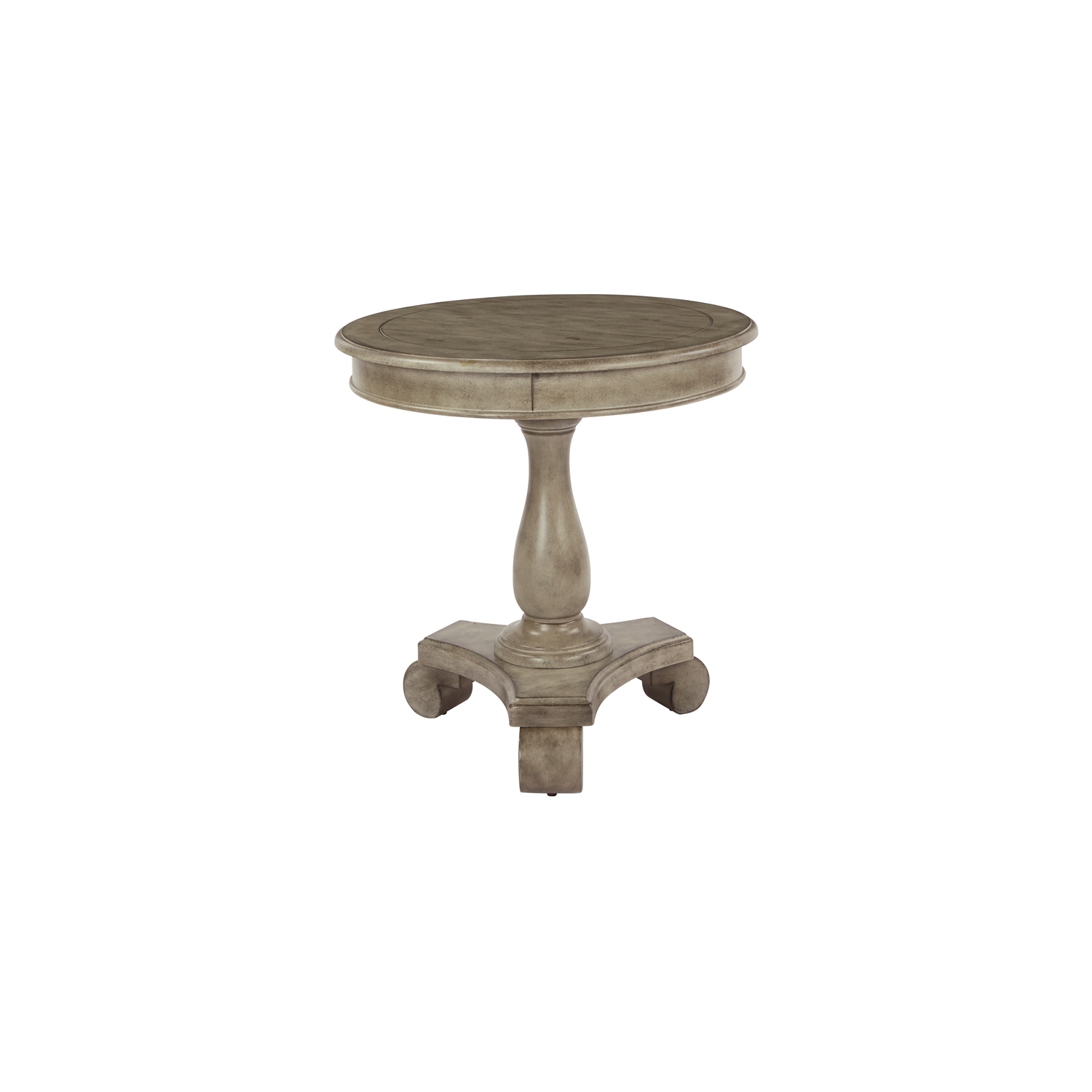 Avalon Hand Painted Round Accent Table in Wood Antique Goldstone Gold Finish