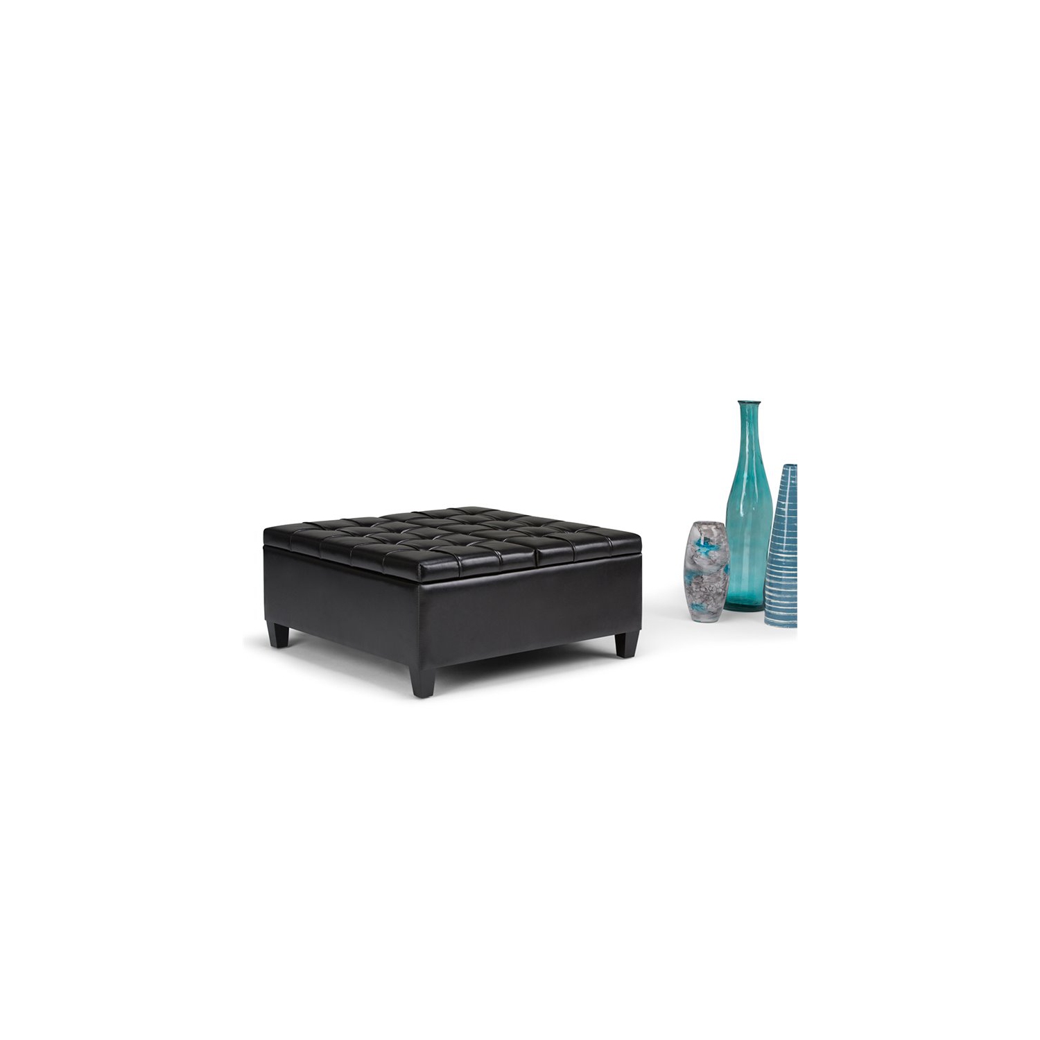 Atlin Designs Storage Coffee Table Ottoman in Midnight Black