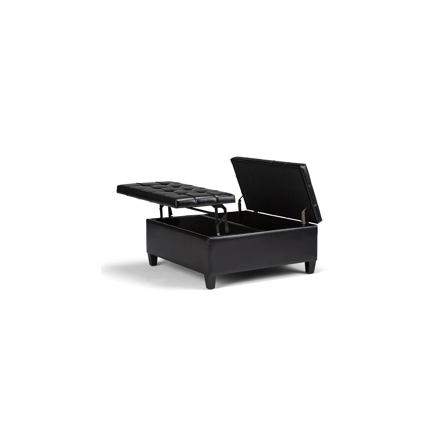 Atlin Designs Storage Coffee Table Ottoman in Midnight Black