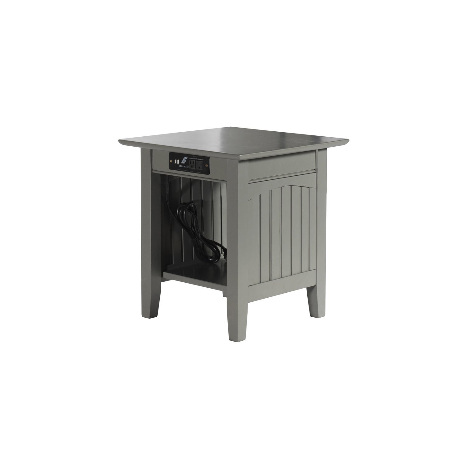 Leo & Lacey End Table with Charger in Grey