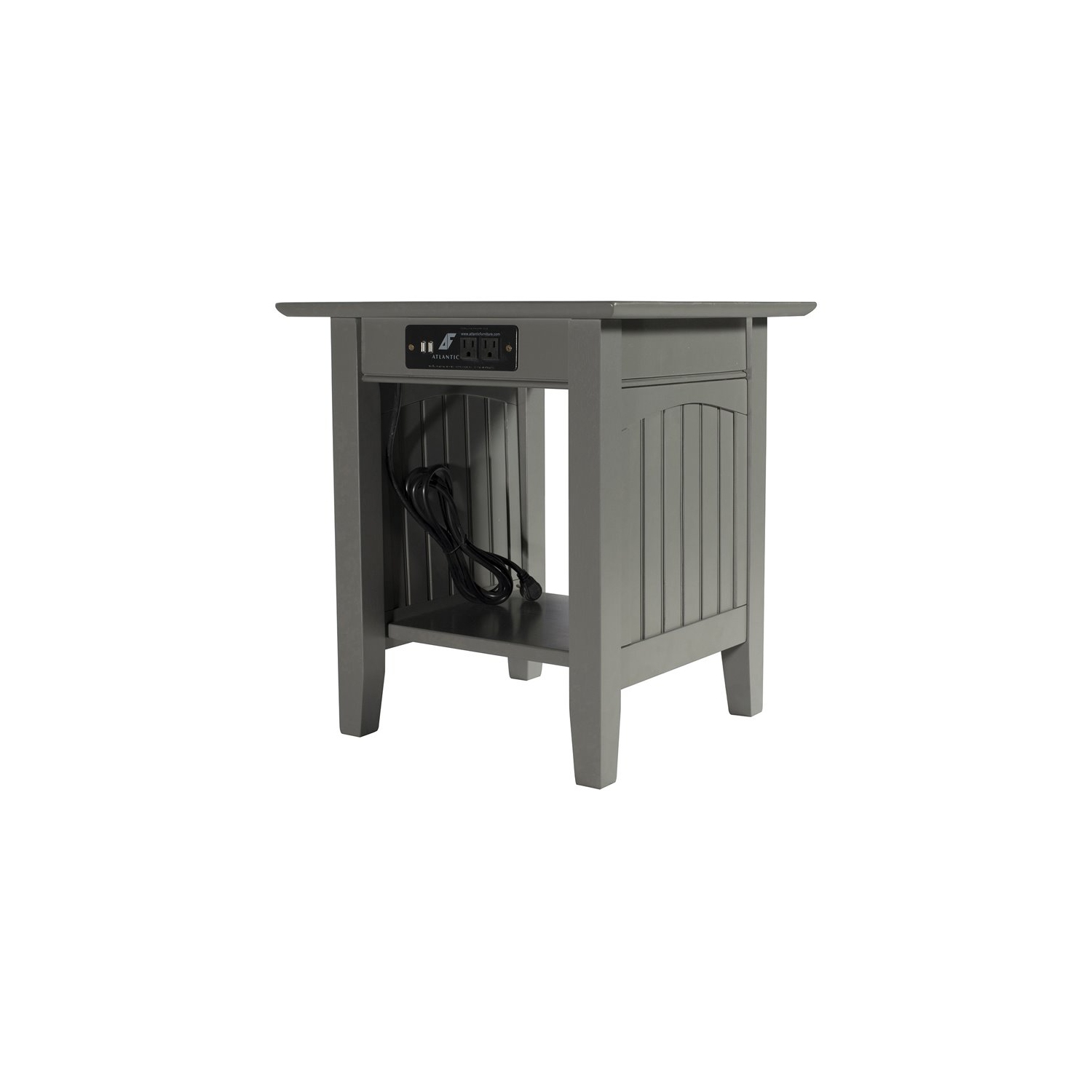 Leo & Lacey End Table with Charger in Grey