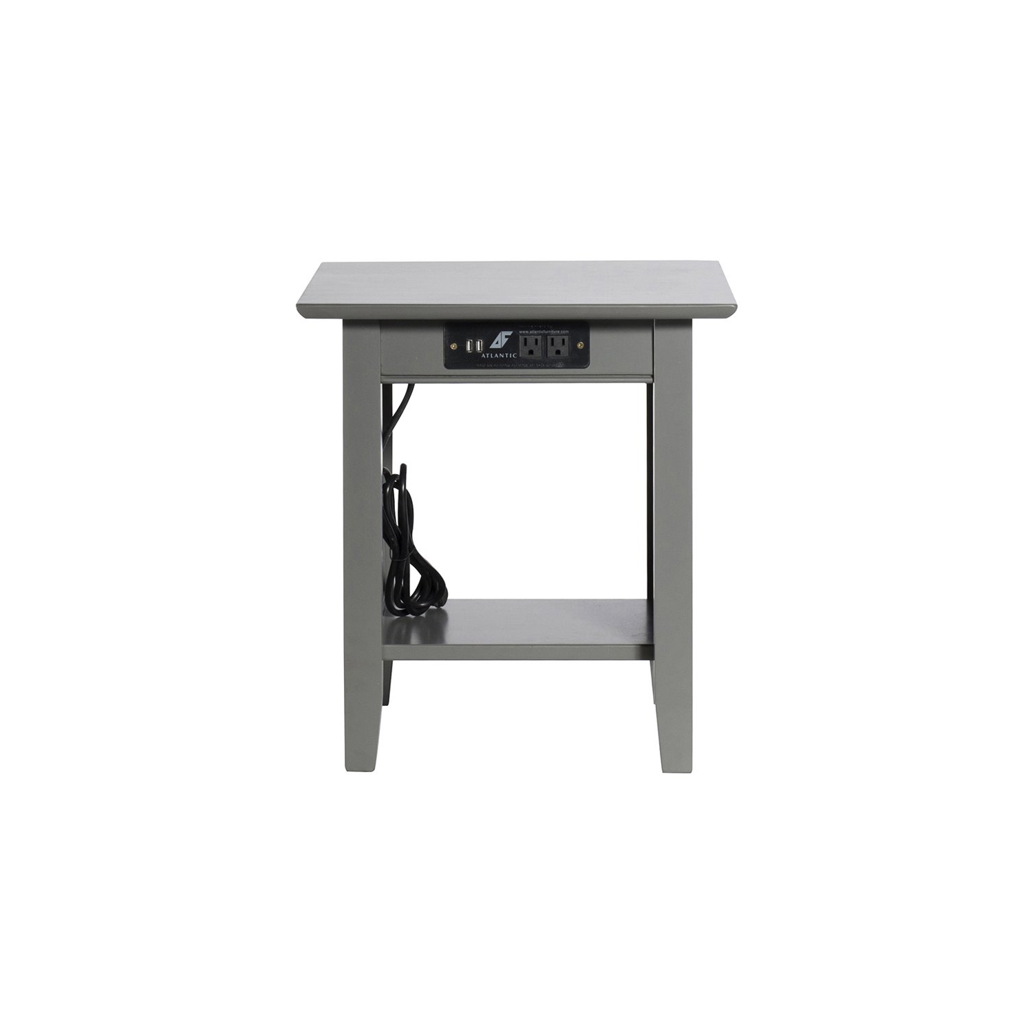 Leo & Lacey End Table with Charger in Grey