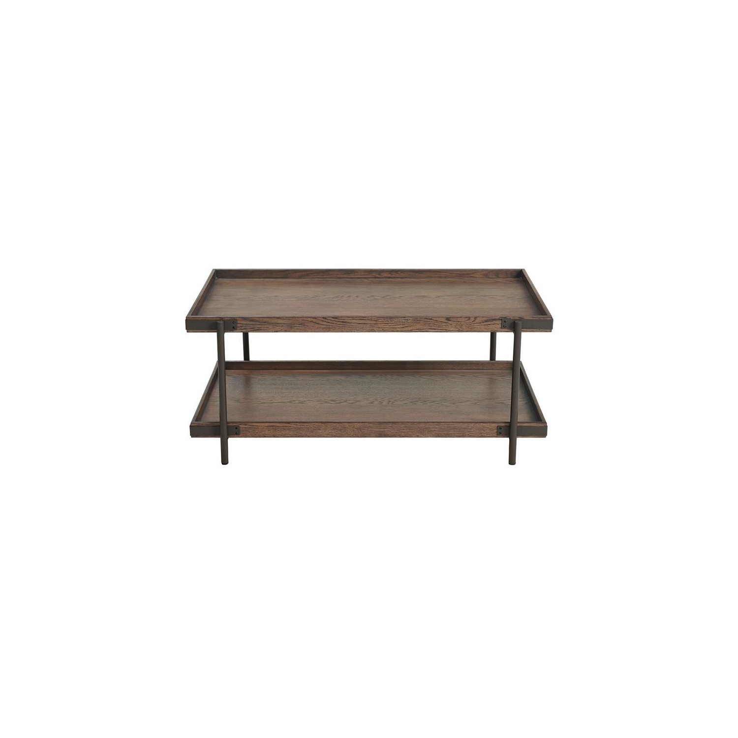 Alaterre Furniture Kyra 42"L Oak and Wood / Metal Coffee Table with Shelf