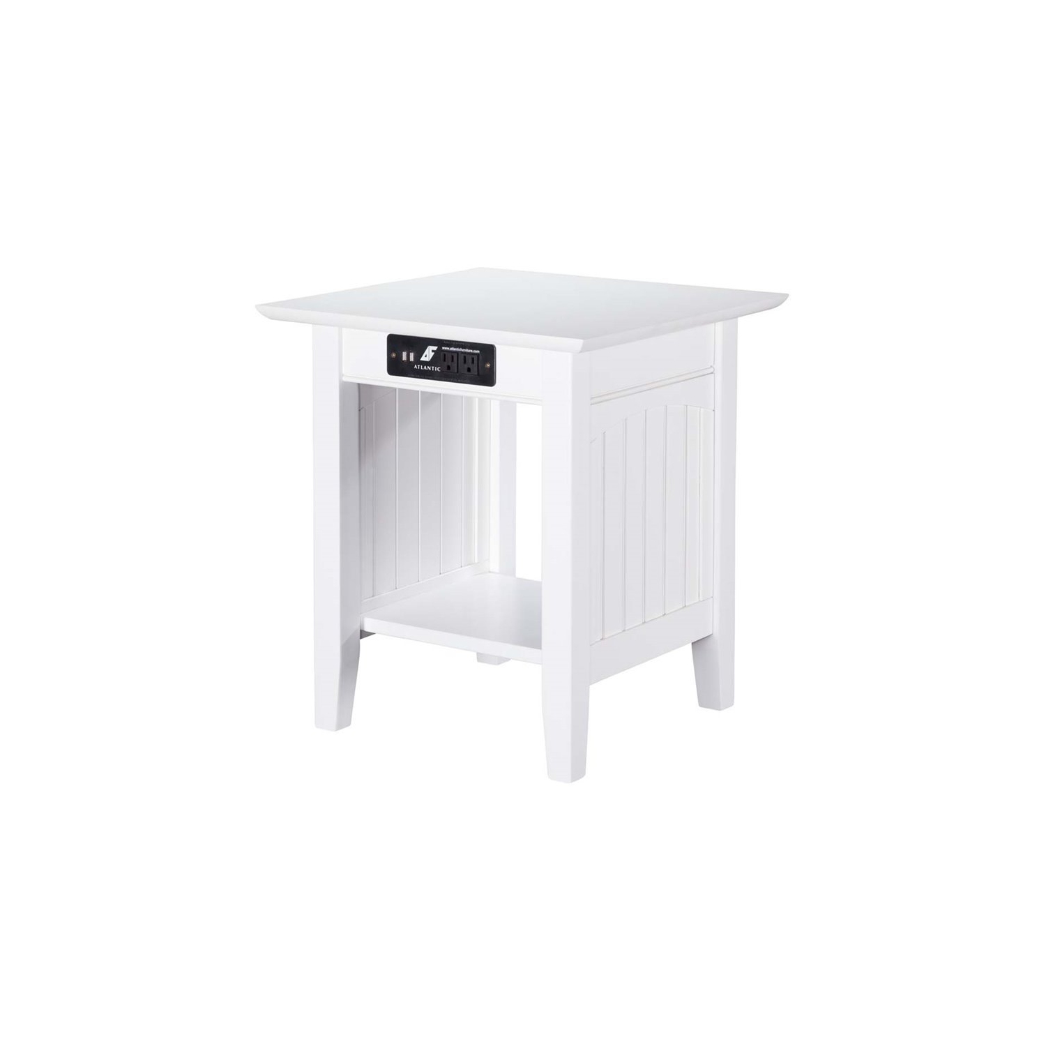 Leo & Lacey Charger End Table in White