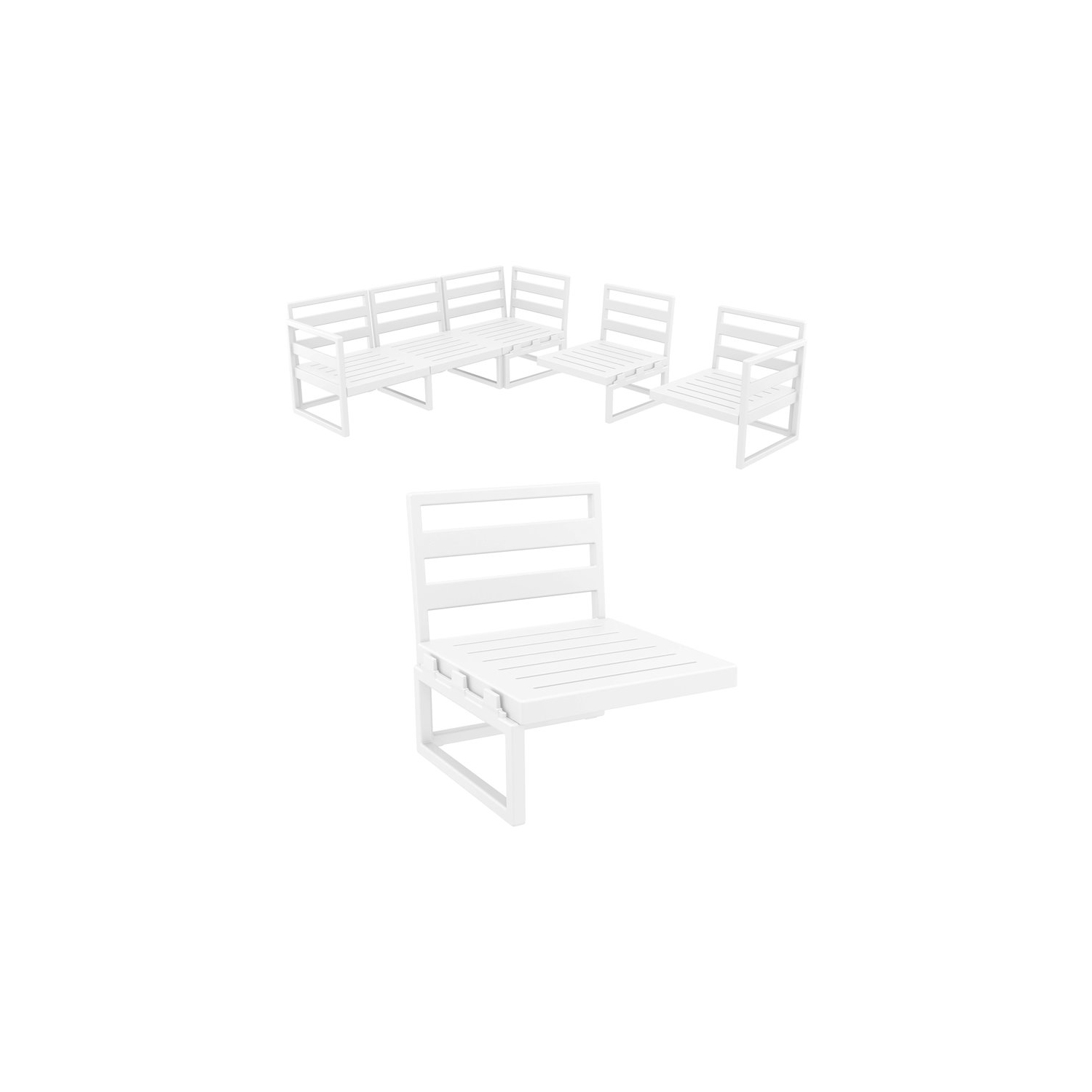 Rallonge Mykonos de Compiamia blanche avec coussin naturel en acrylique