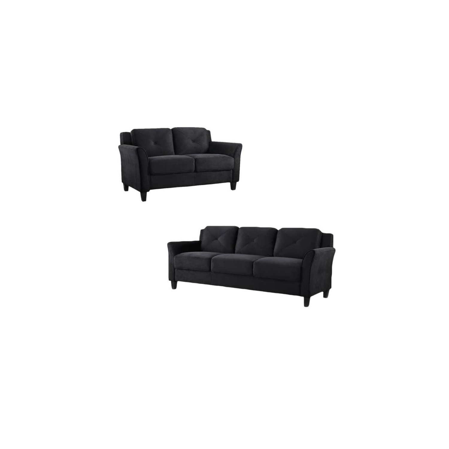 Home Square – Ensemble transitionnel 2 pièces avec sofa et causeuse, noir