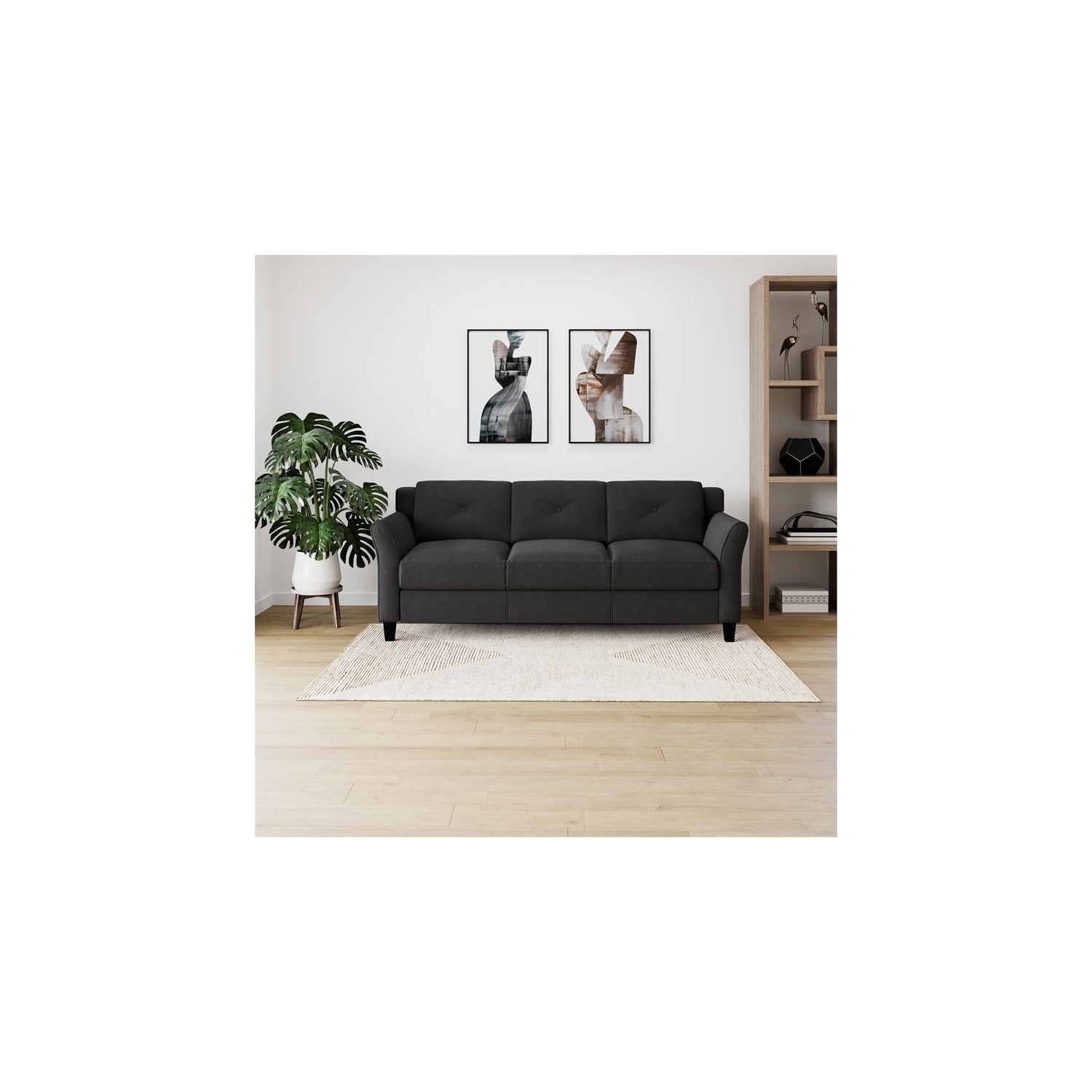 Home Square – Ensemble transitionnel 2 pièces avec sofa et causeuse, noir