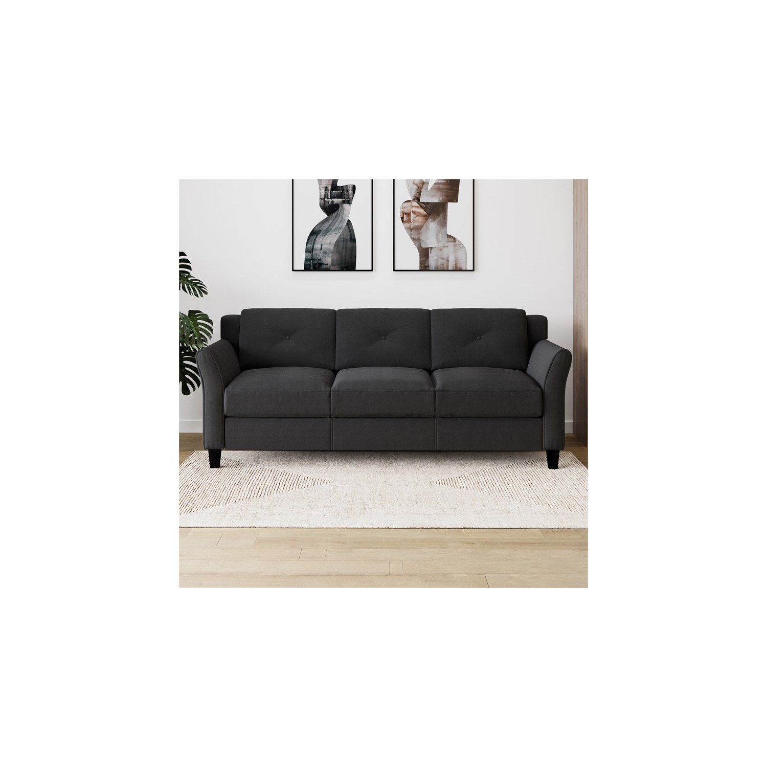 Home Square – Ensemble transitionnel 2 pièces avec sofa et causeuse, noir