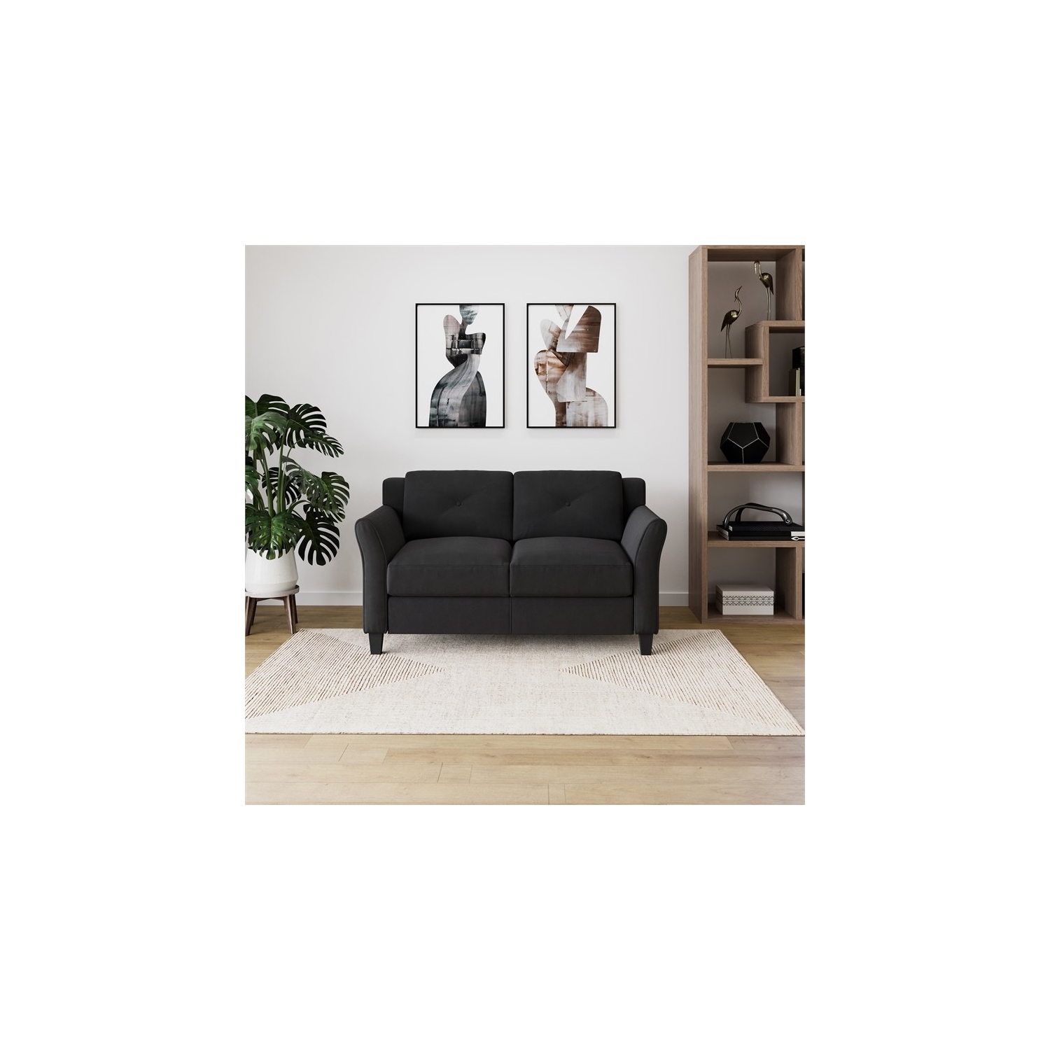 Home Square – Ensemble transitionnel 2 pièces avec sofa et causeuse, noir