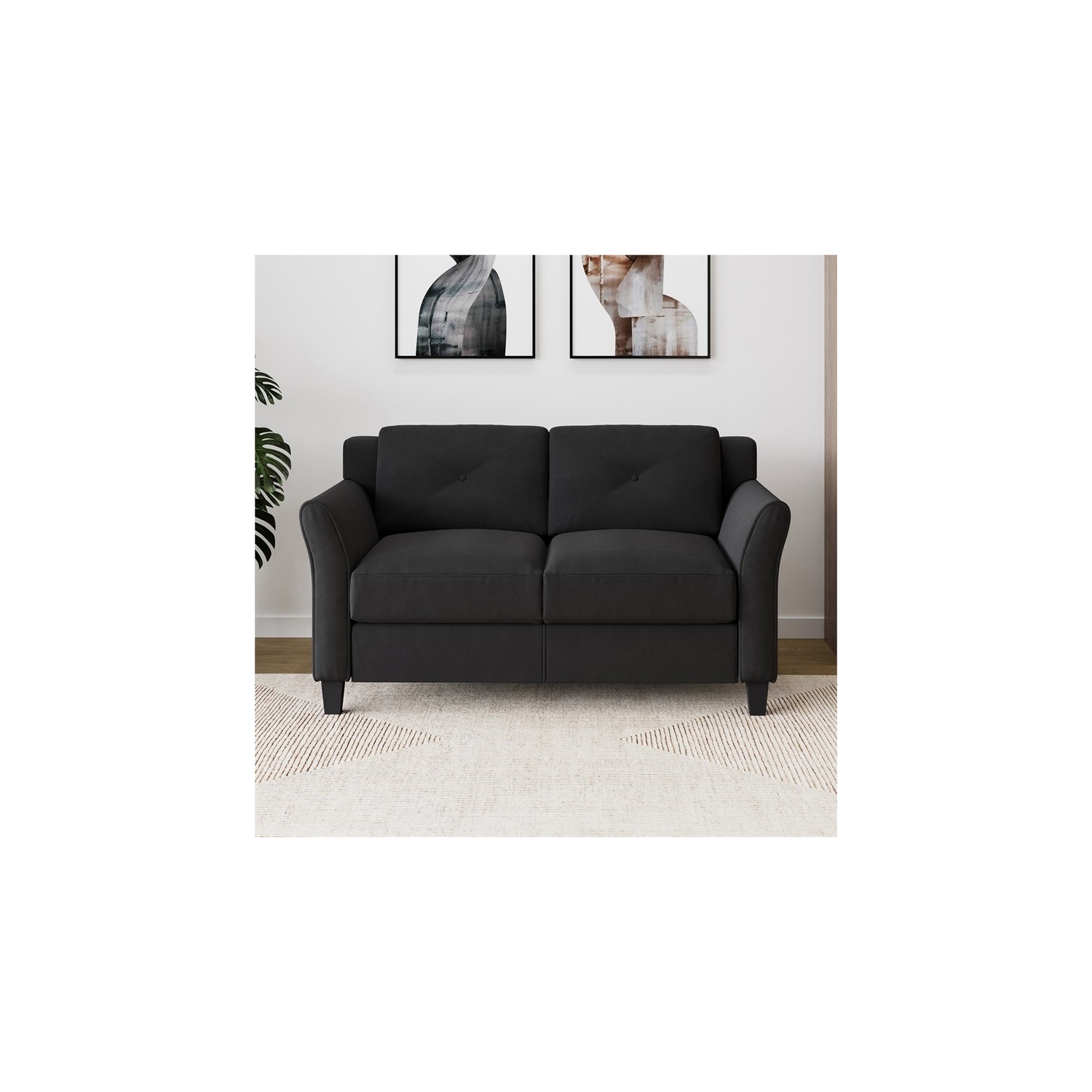 Home Square – Ensemble transitionnel 2 pièces avec sofa et causeuse, noir
