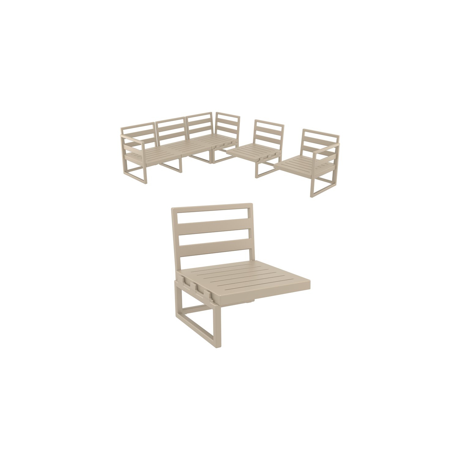 Extension Mykonos de Compiamia au fini taupe avec coussin naturel en tissu acrylique