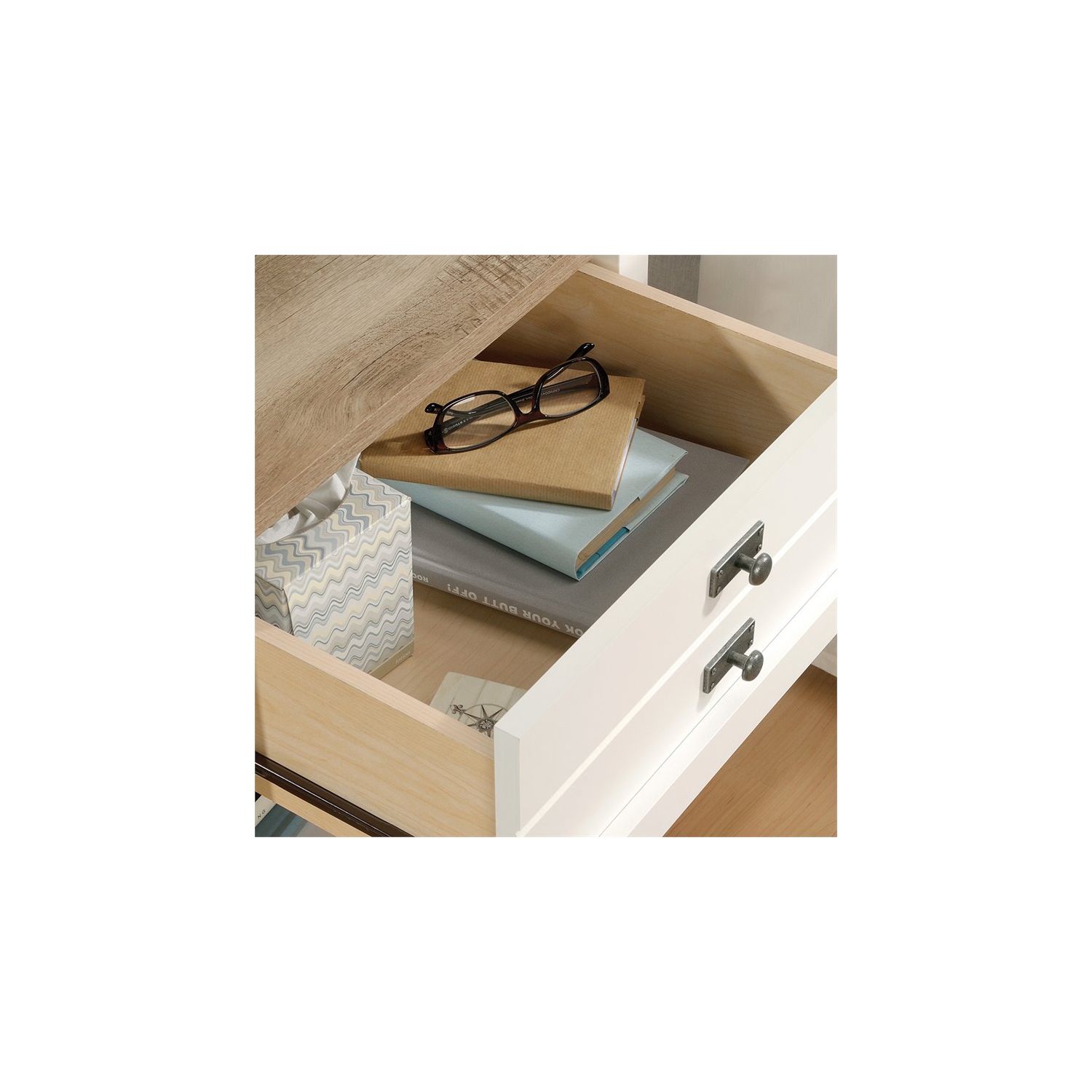 3 Piece Bedroom Set with Dresser Chest and Nightstand in Soft White