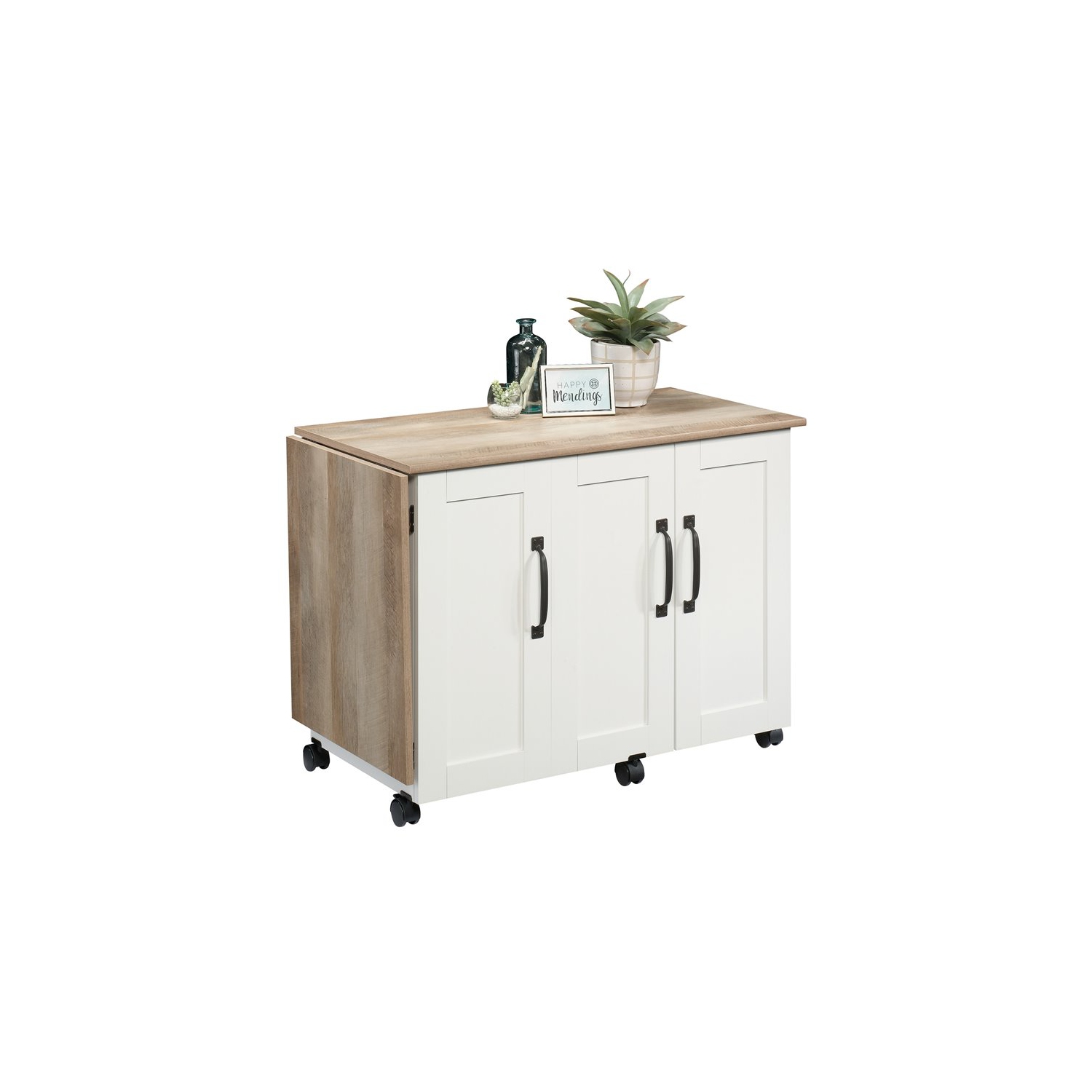 2 Piece Bookcase and Craft Table Set in Lintel Oak