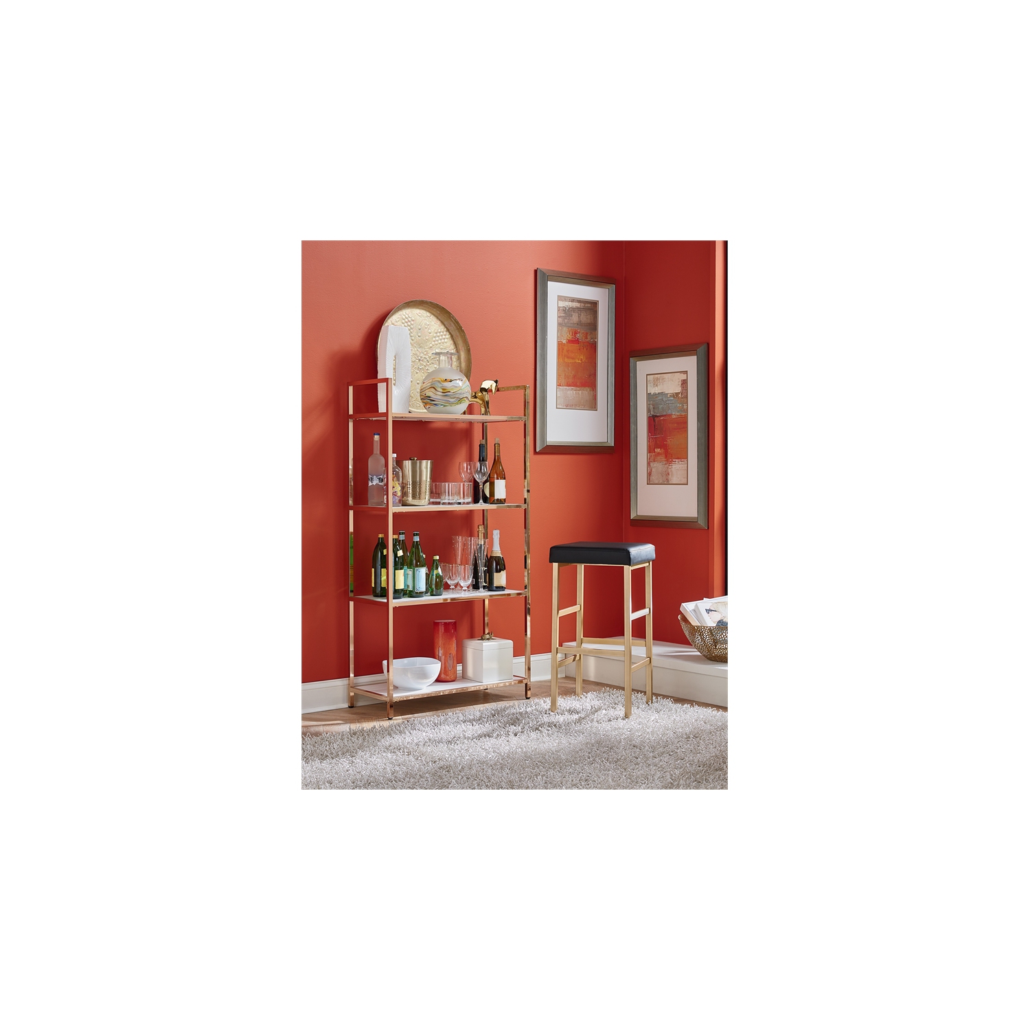 Alios Bookcase in White Gloss finish with Rose Gold Chrome Plated Base