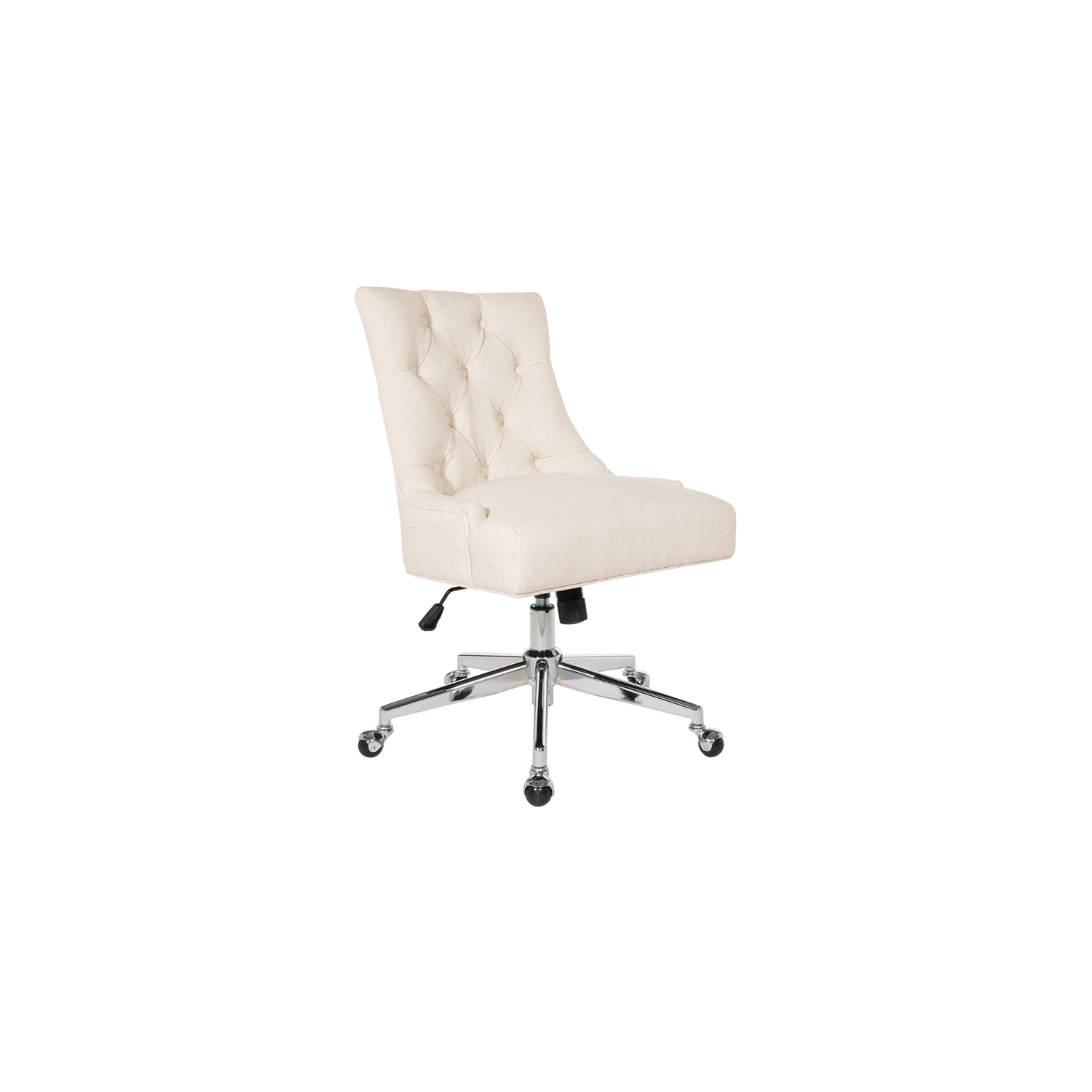 Amelia Office Chair in Linen Natural Fabric with Chrome Base