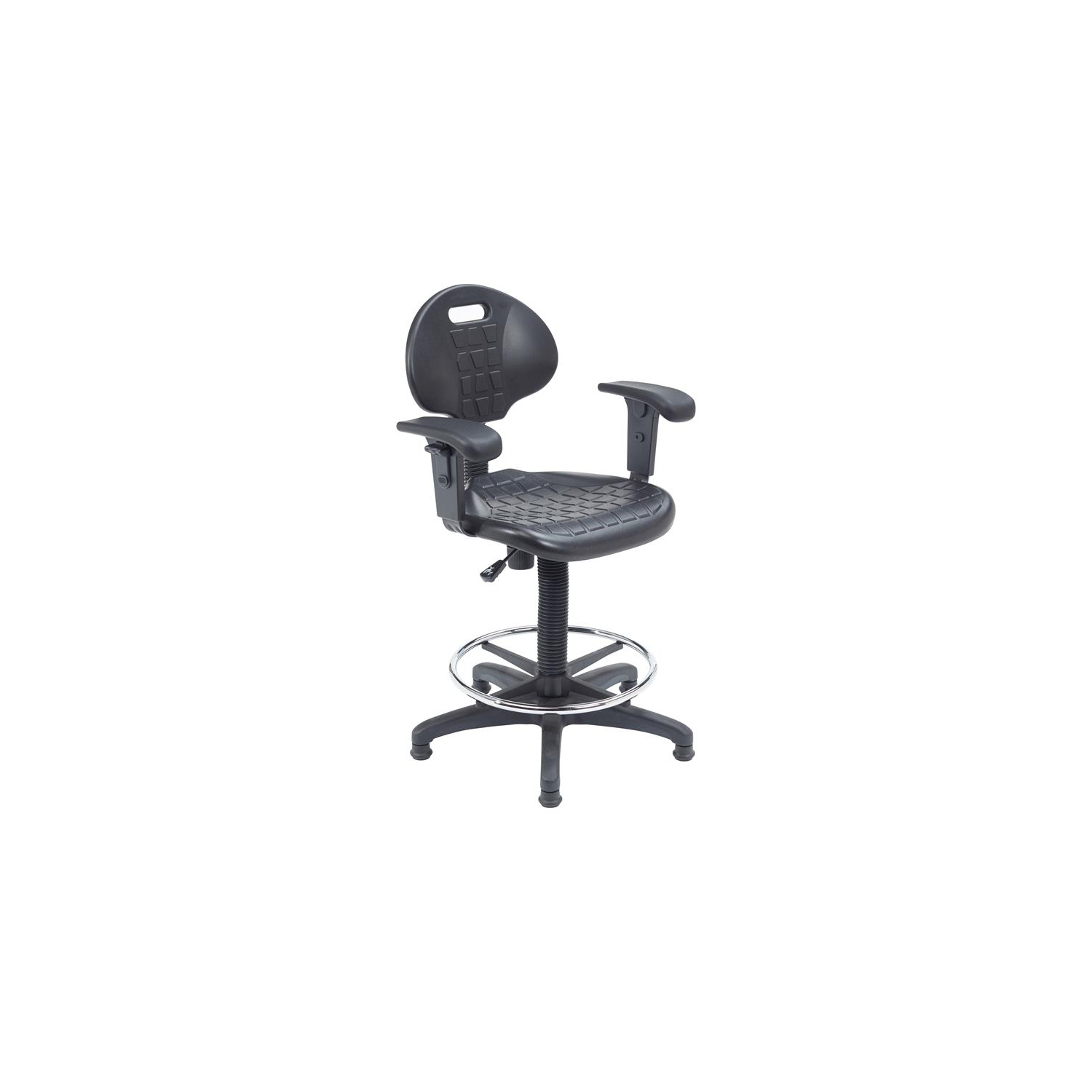 NPS 6700 Series 22-32" Modern Polyurethane Task Chair with Arms in Black