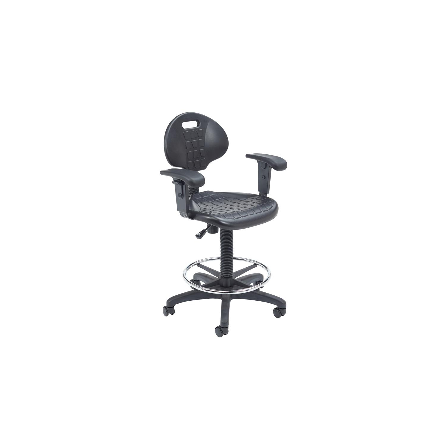 NPS 6700 Series 22-32" Modern Polyurethane Task Chair with Arms in Black