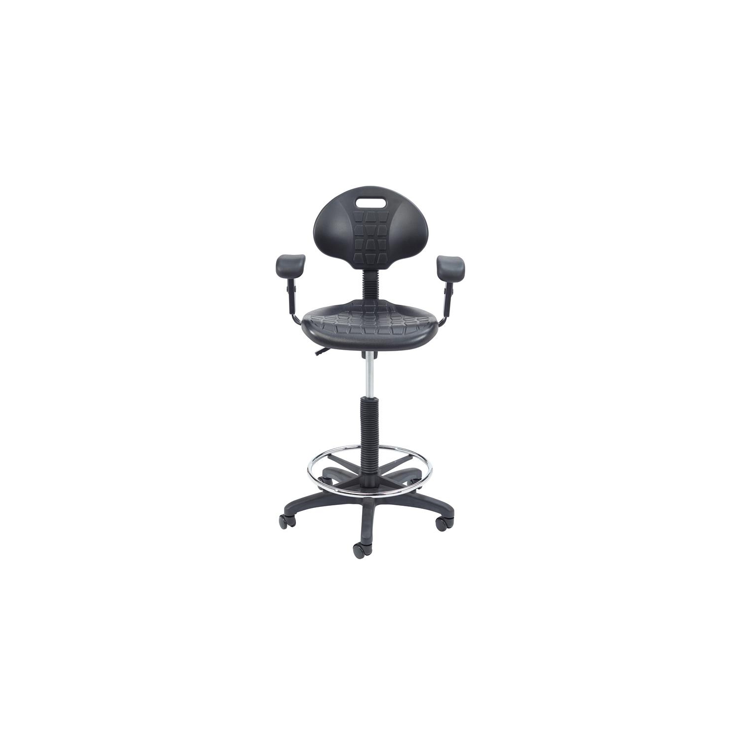 NPS 6700 Series 22-32" Modern Polyurethane Task Chair with Arms in Black