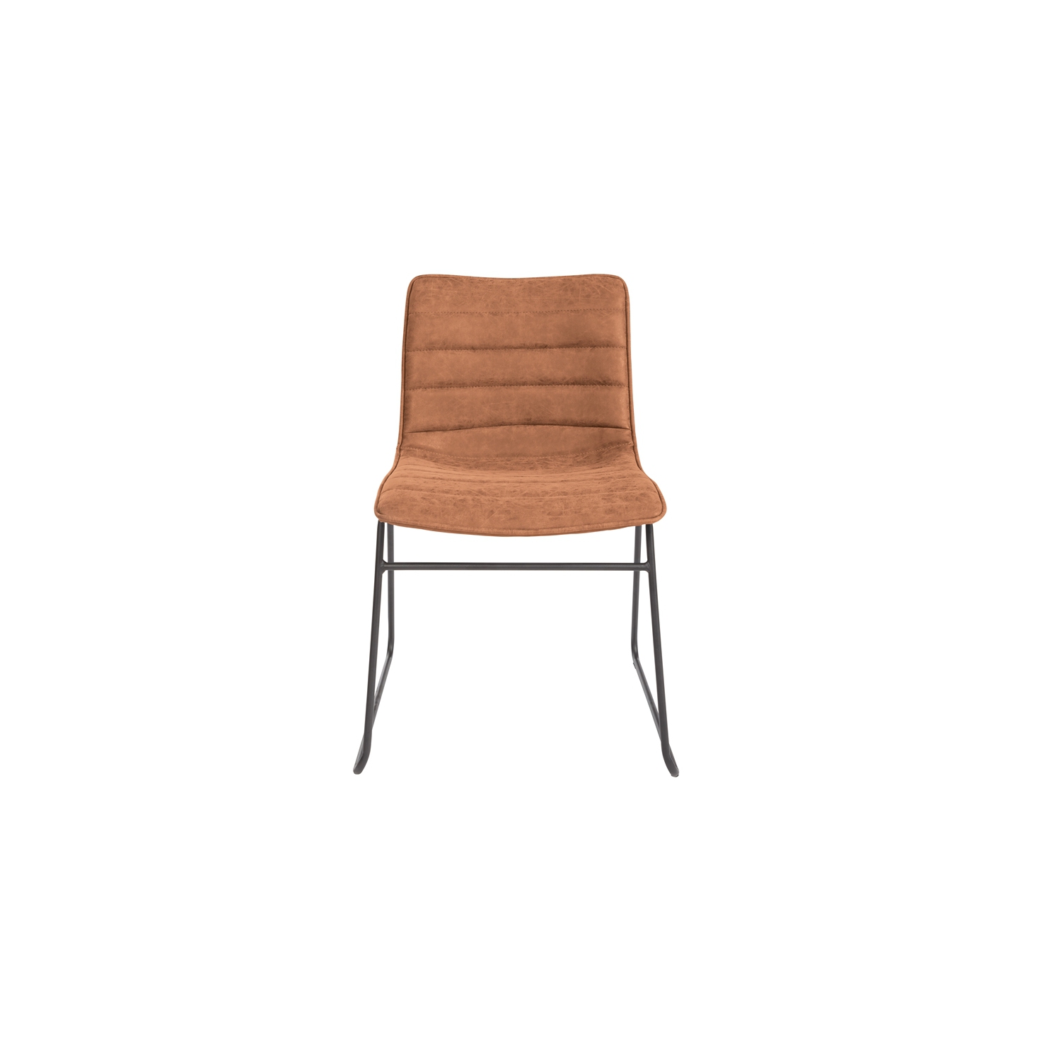 Halo Stacking Chair in Sand Brown Faux Leather with Black Base 2 Pack