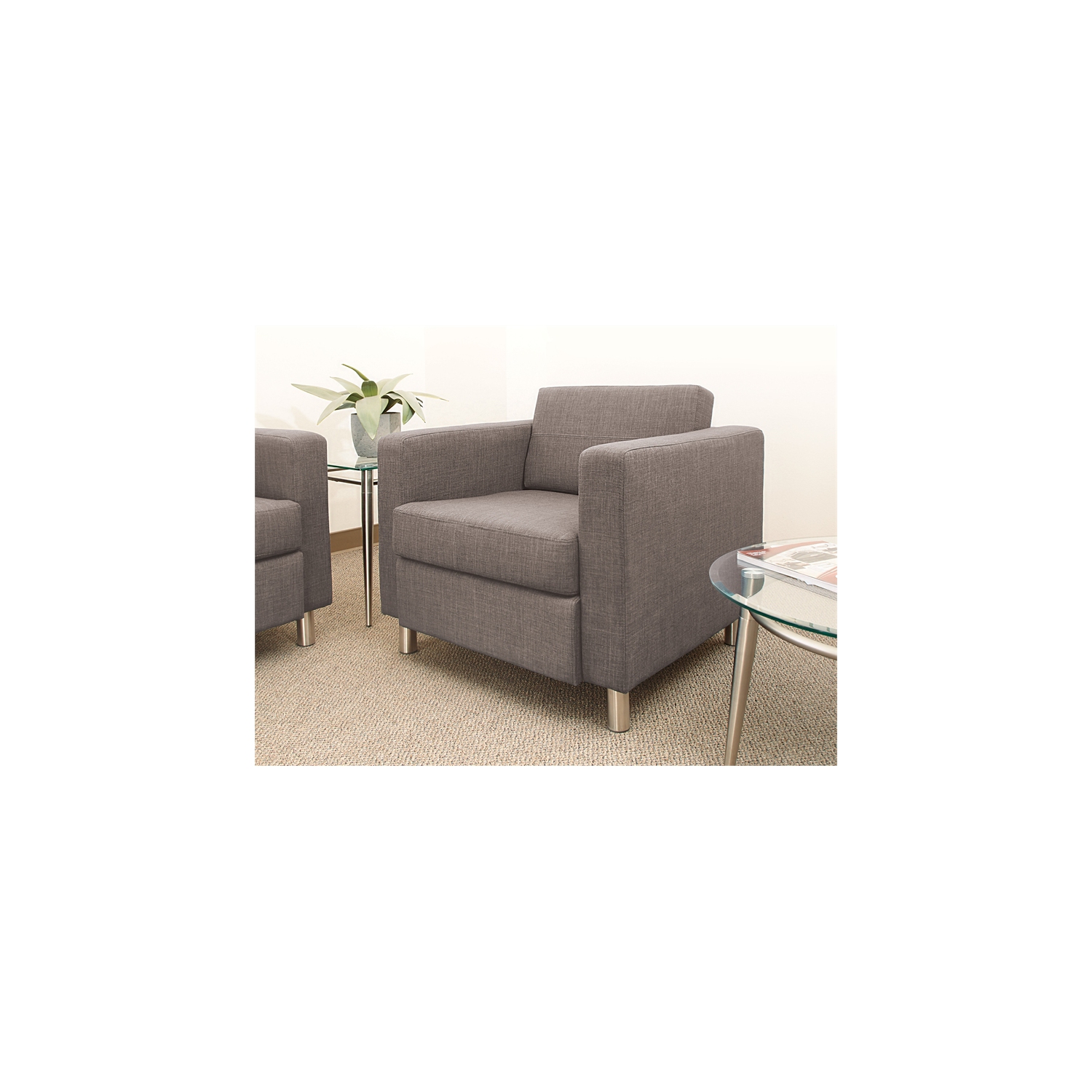OSP Home Furnishings Pacific Armchair In Cement Gray Fabric