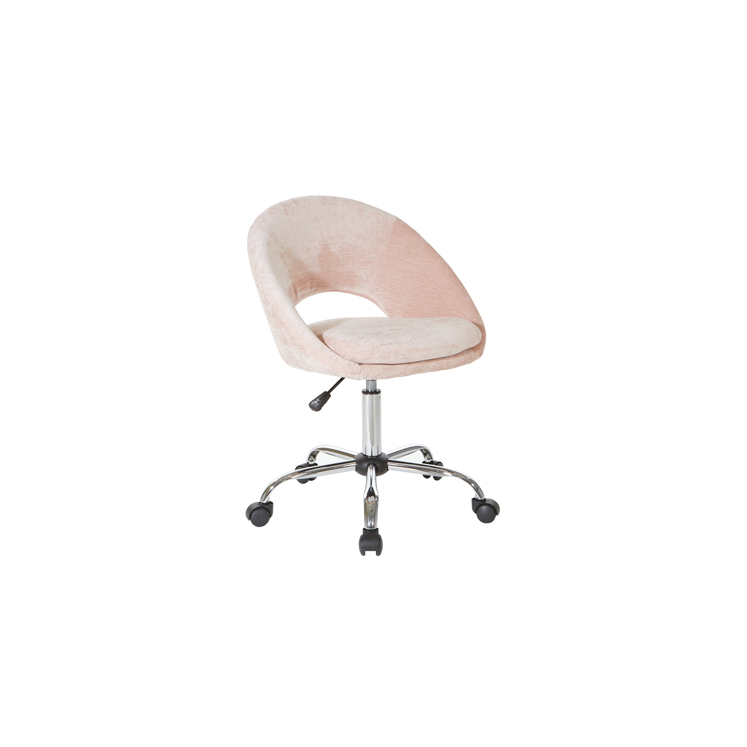 Milo Height Adjustable Home Office Chair in Micro-Fiber Blush Pink Velvet