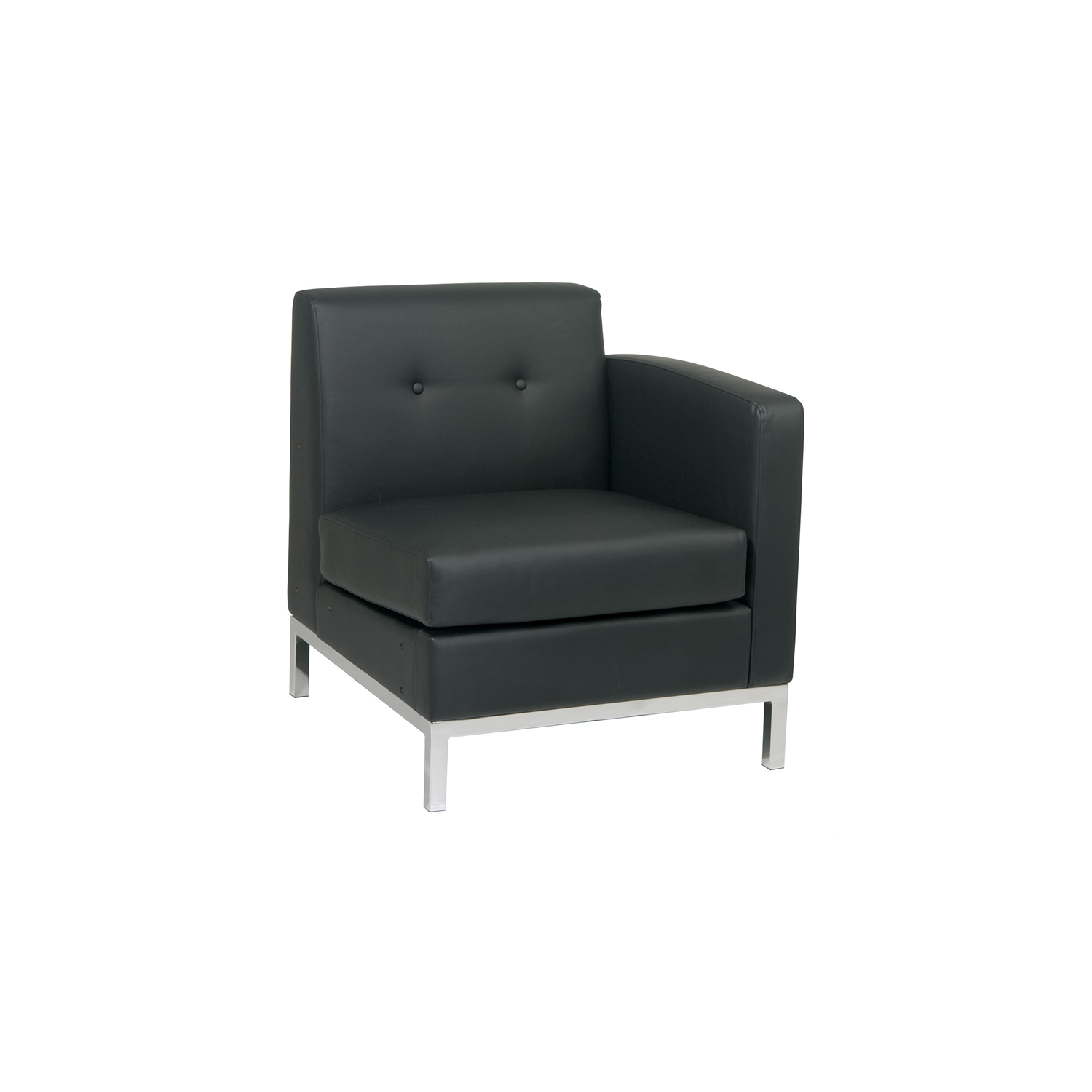 Wall Street Right Facing Armchair Black Faux Leather