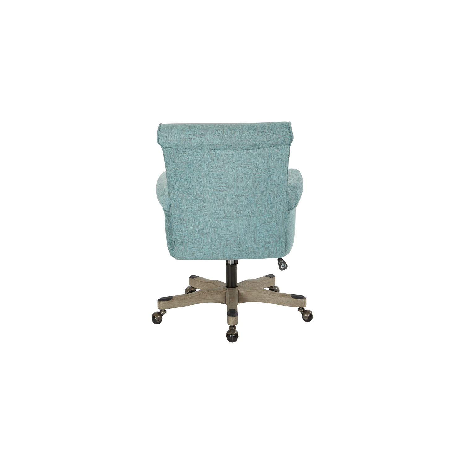Chaise de bureau Megan en tissu turquoise avec bois gris délavé