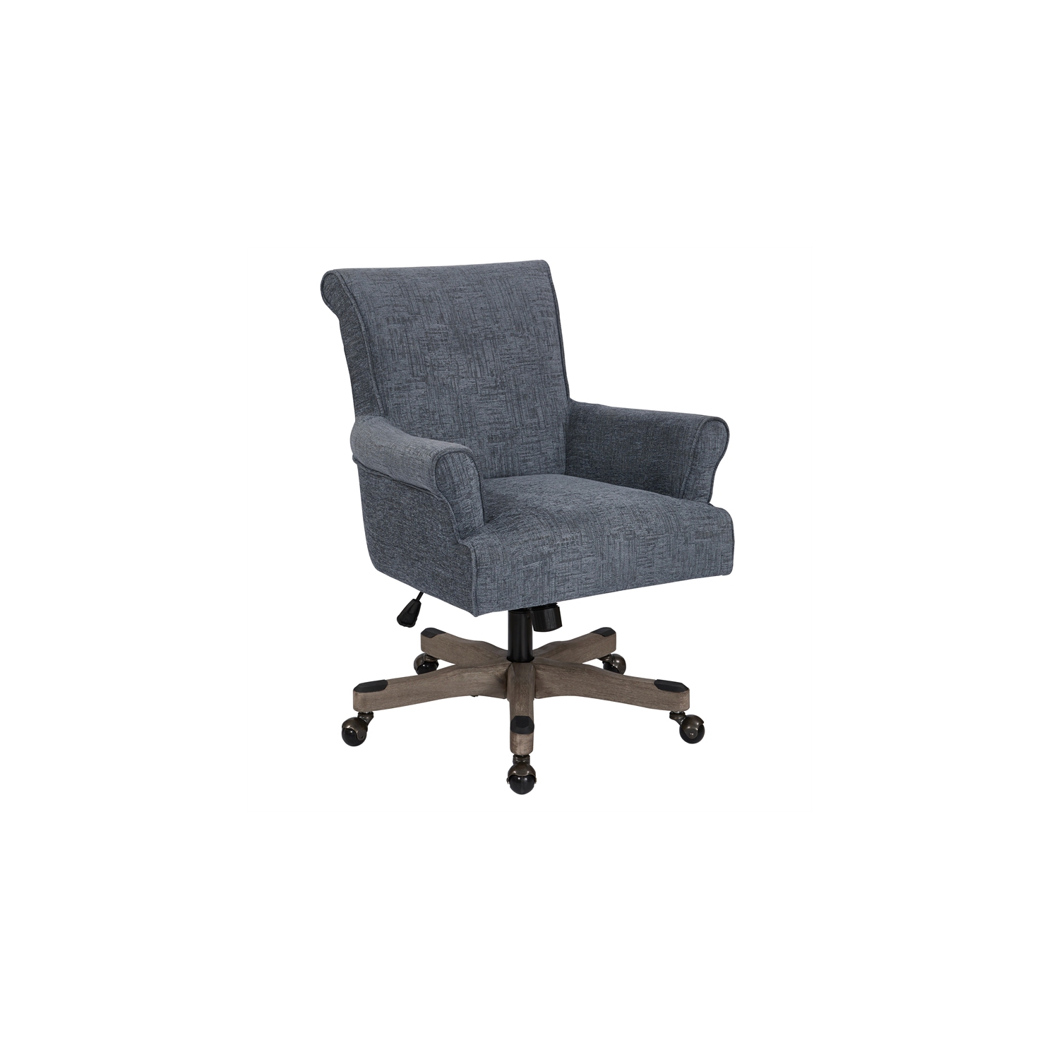 Megan Office Chair in Navy Fabric with Grey Wash Wood