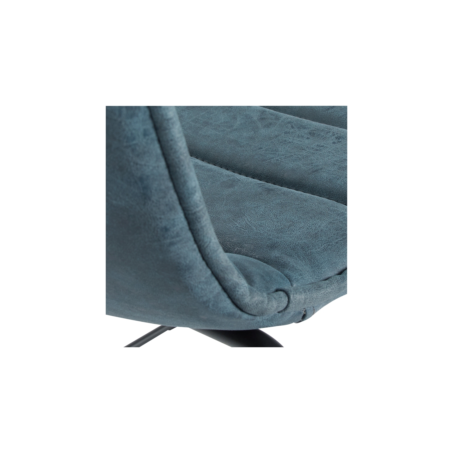 Halo Stacking Chair in Navy Blue Faux Leather with Black Base 2 Pack