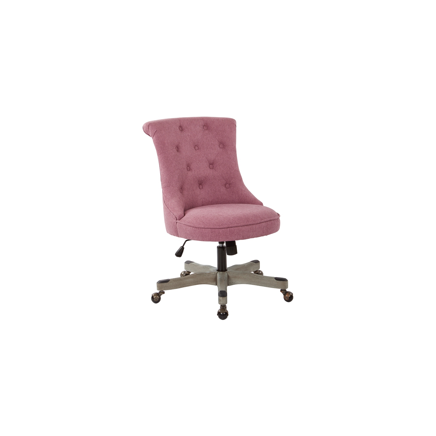 Hannah Tufted Office Chair in Orchid Purple Fabric with Gray Wood Base