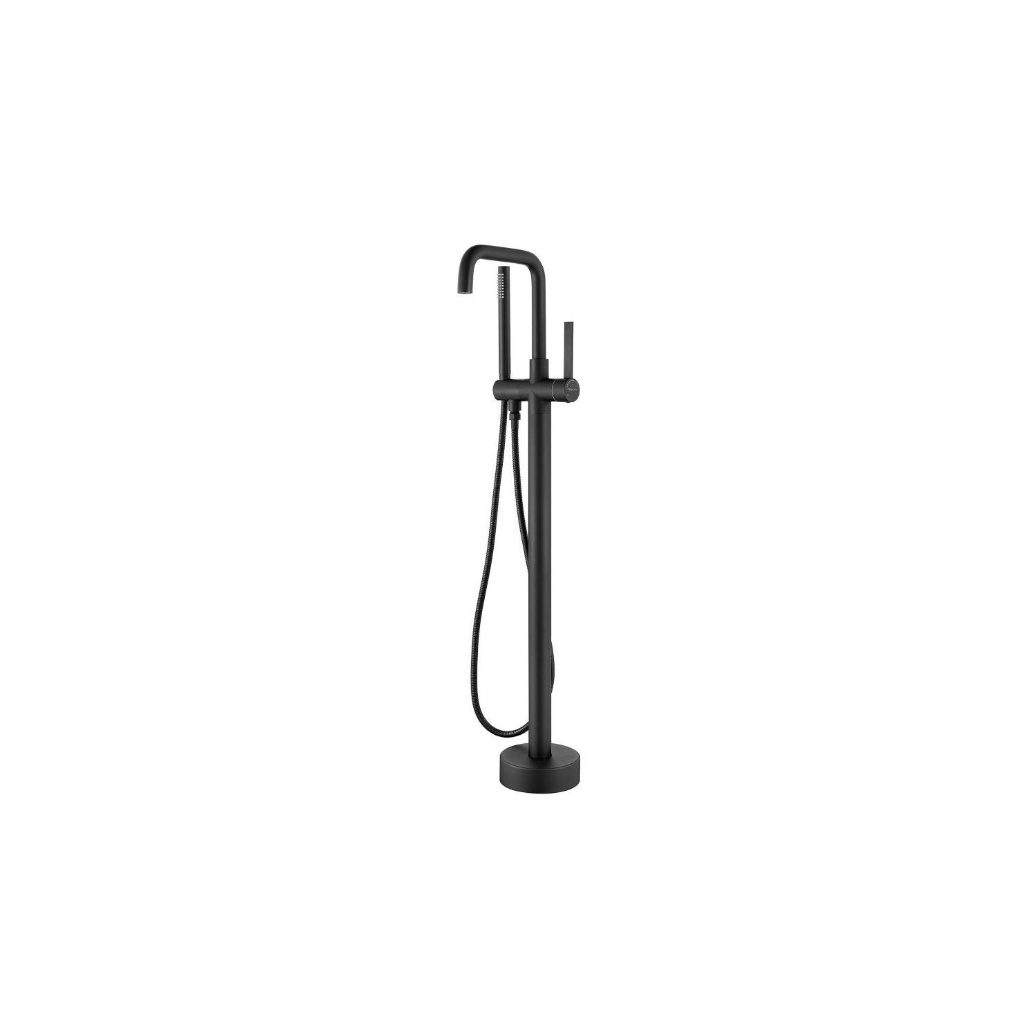 Vinnova Delara Freestanding Chrome Tub Faucet with Hand Shower in Black