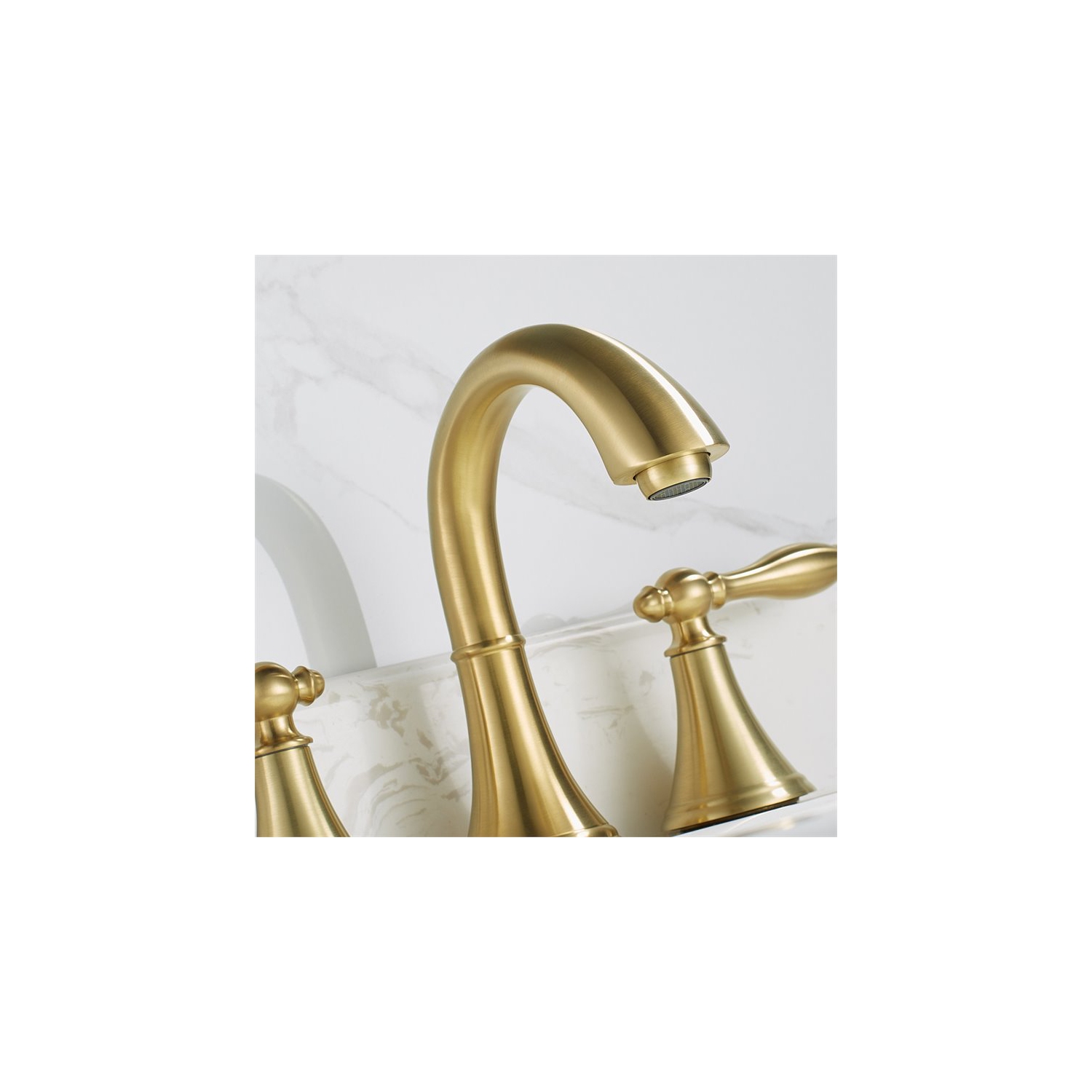 Vinnoa – robinet de salle de bain évasé à 2 poignées Florence, or, 8 po